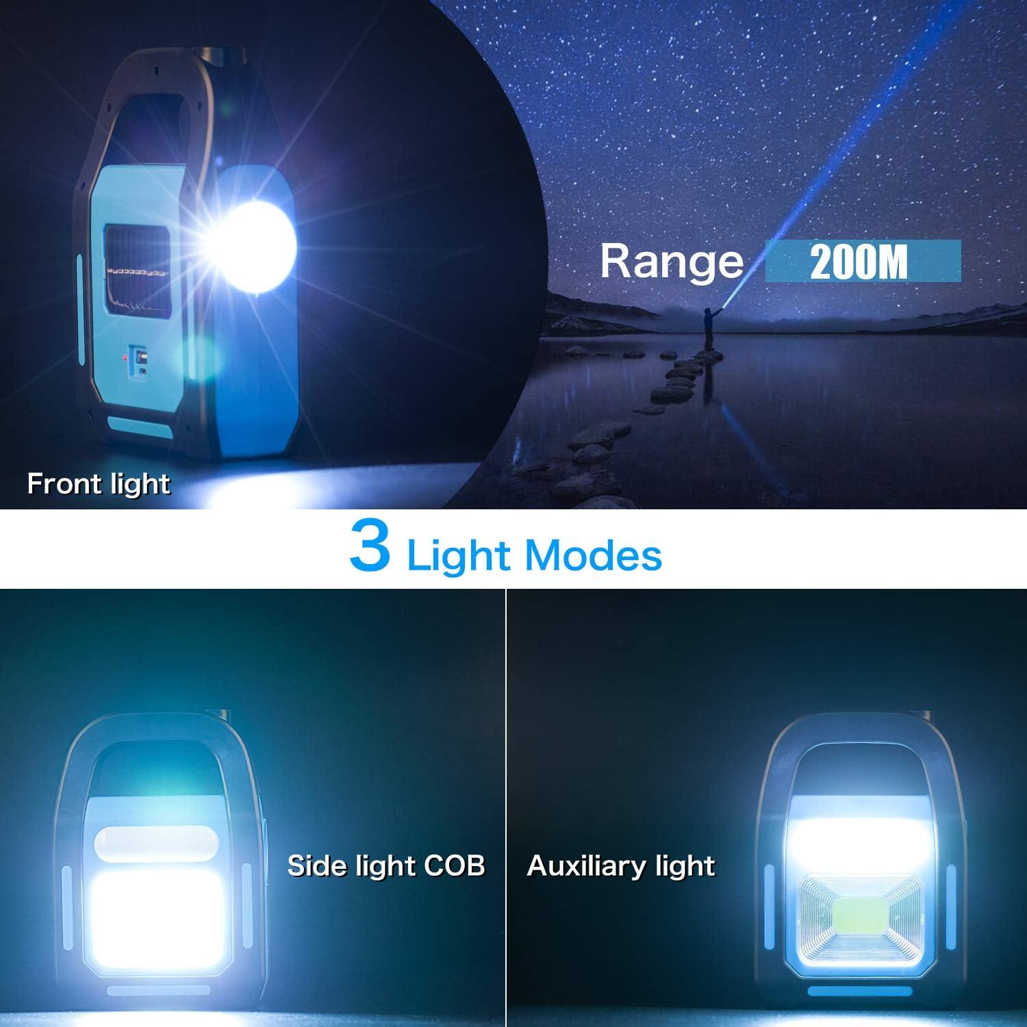 4 Pack 3 in 1 Solar USB Rechargeable Brightest COB LED Camping Lantern  Charging for Device Waterproof Emergency Flashlight LED Light