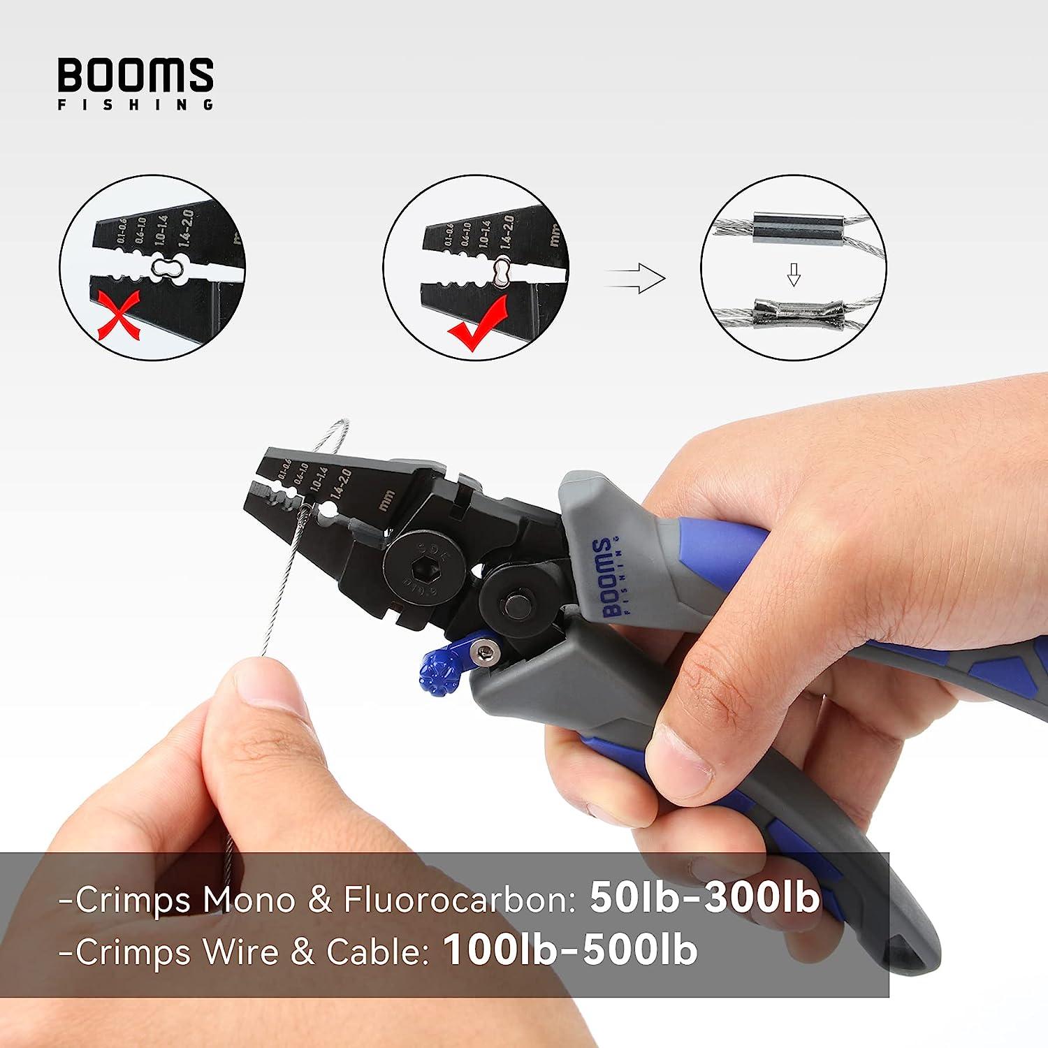 Booms Fishing CP4 Wire Crimping Tool with Cutter, Effort-Saving Fishing  Crimping Pliers, High Carbon Steel Fishing Plier Wire Rope Leader Crimper  Tool, 7 inch Crimpers Swager with Ergonomic Handle Crimper with 140pcs