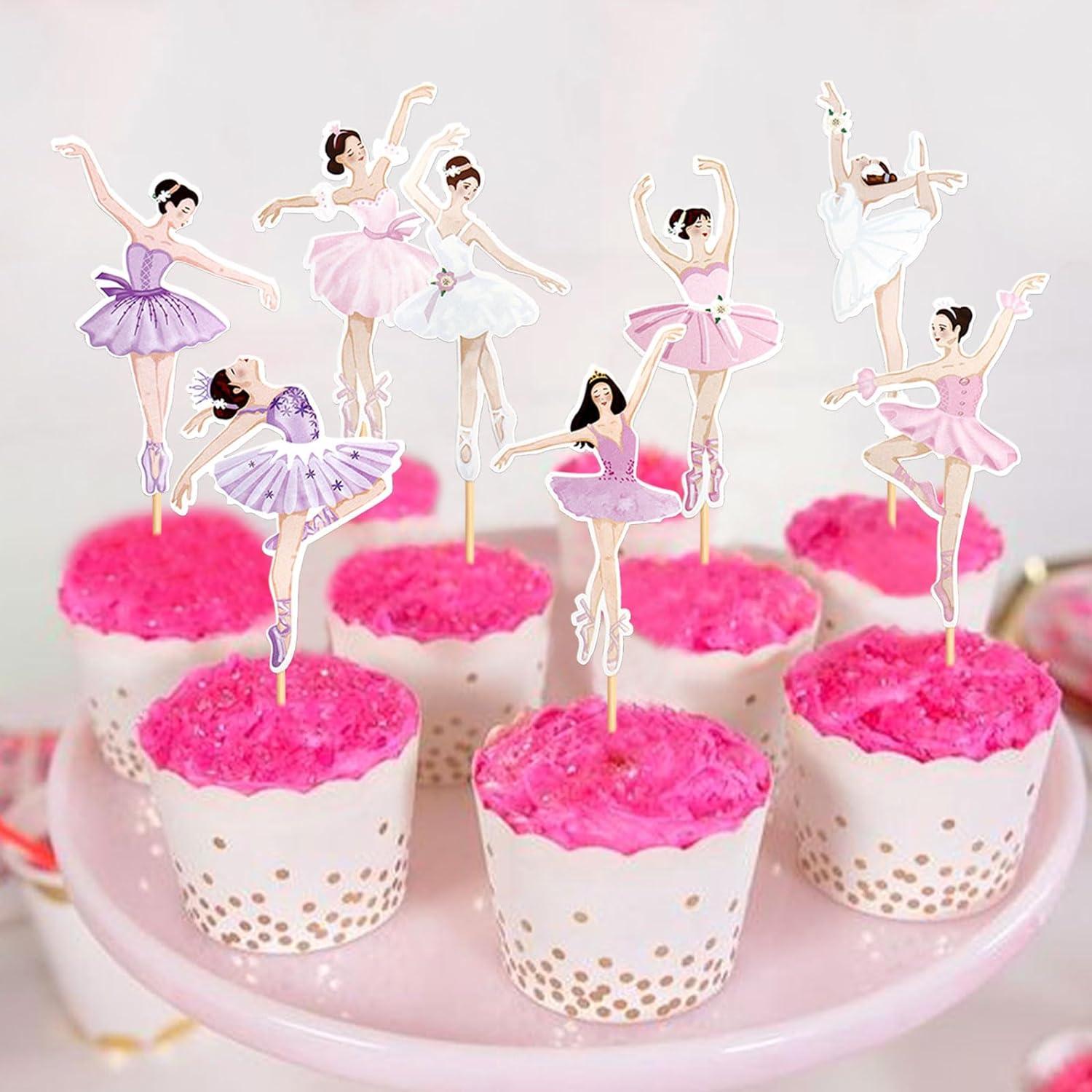 Keaziu 32 Pcs Ballerina Cupcake Toppers Colorful Girl Cupcake Toppers ...