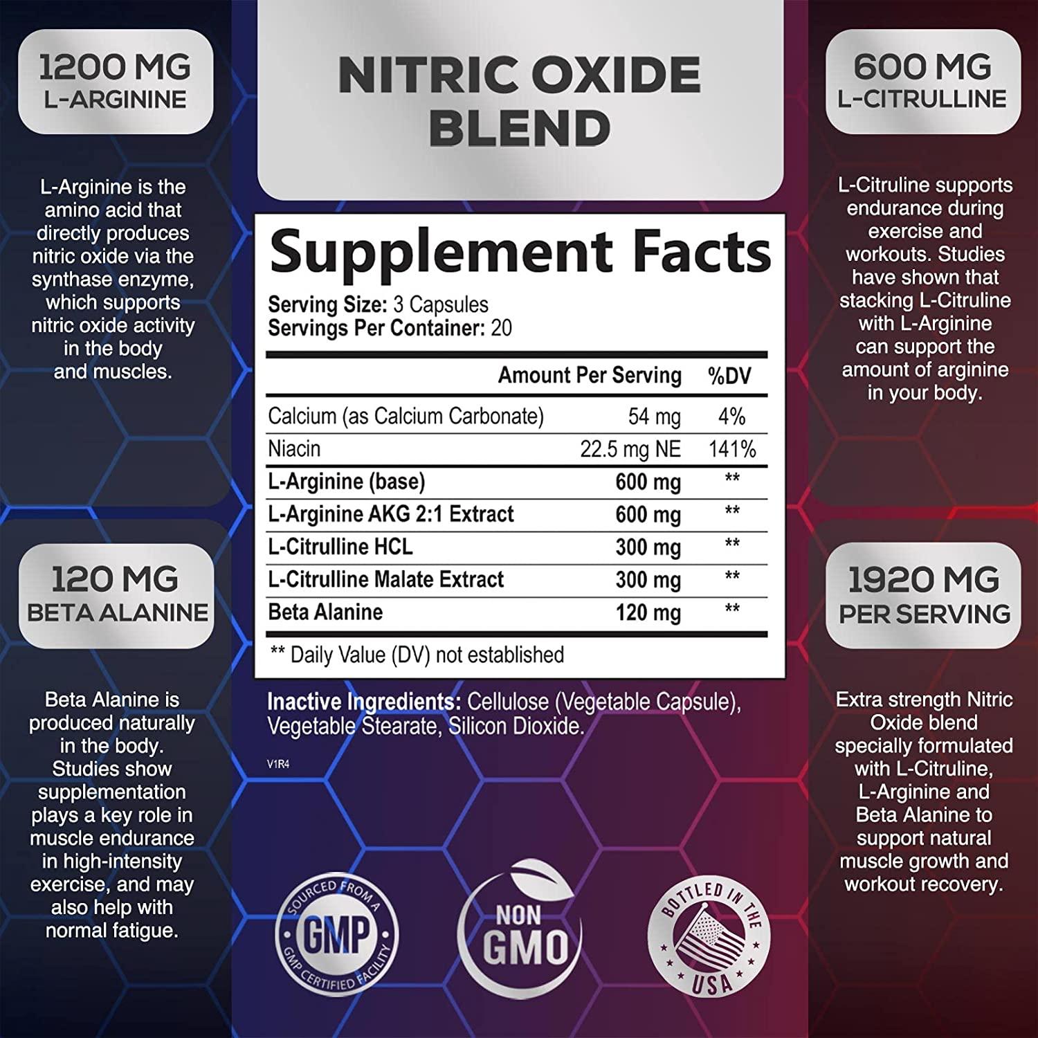 Extra Strength Nitric Oxide Supplement L Arginine 3X Strength