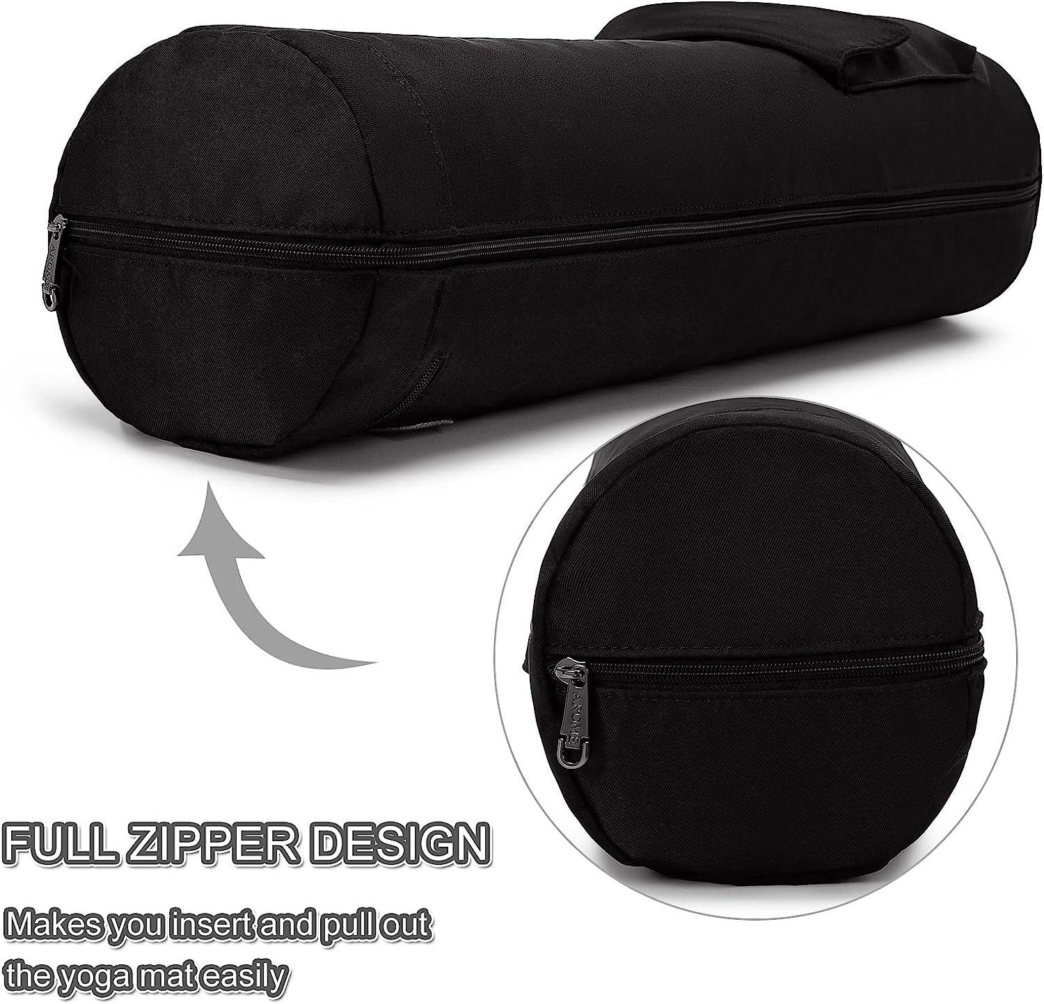 Heathyoga Yoga Mat Bag Full-Zip Exercise Yoga Mat Carry Bag -  Multi-Functional Inner/Outer Storage Pockets & Adjustable Shoulder Strap -  28 X 7 Yoga Bag Fits Most Yoga Mat Sizes Black