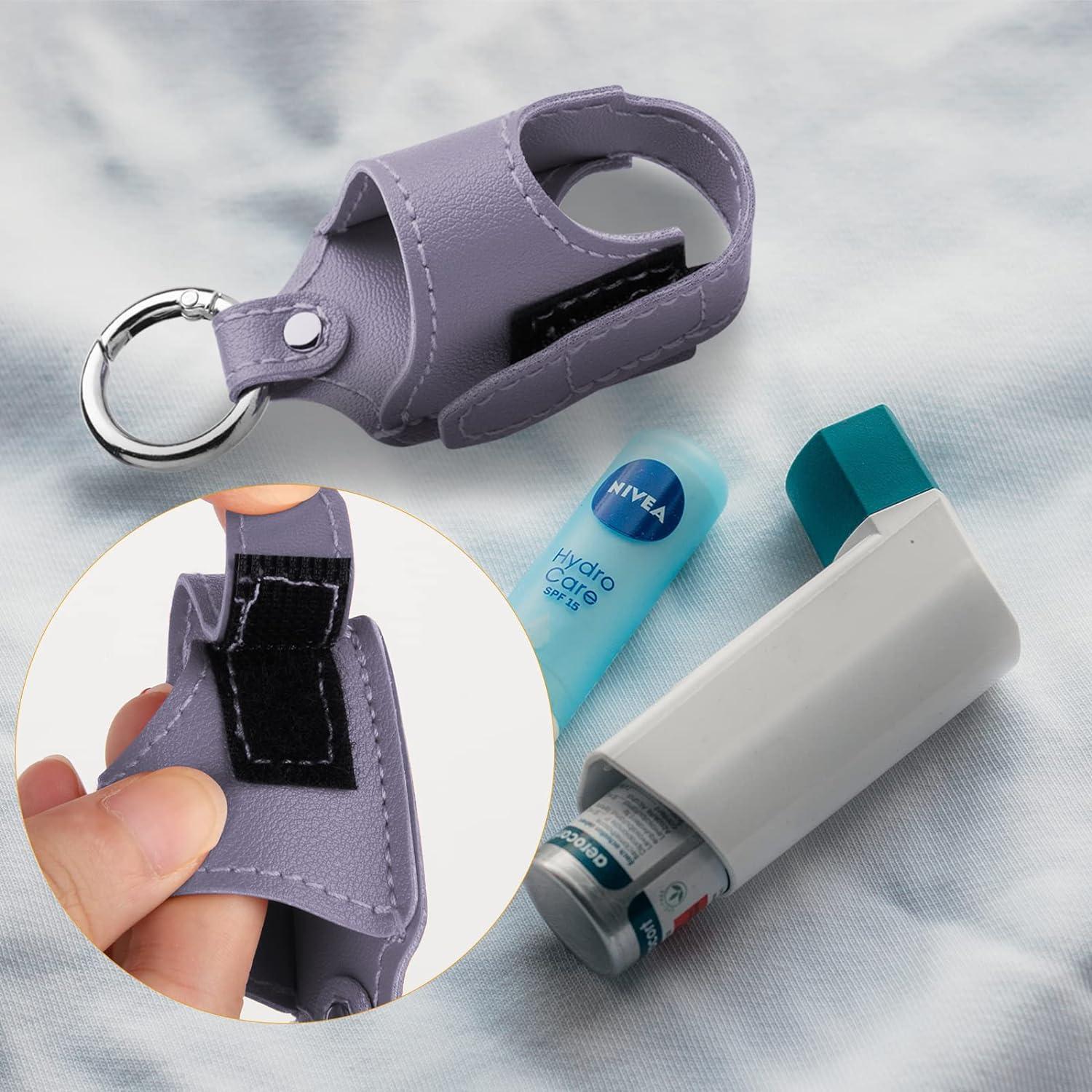 Beautyflier Asthma Inhaler Holder Purple PU Leather Travel Handy