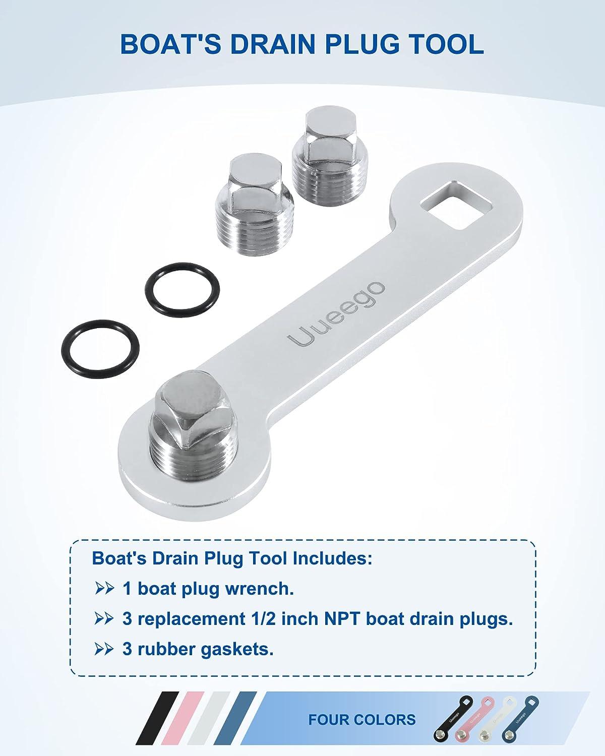 uueeGo Aluminum Boat Drain Plug Wrench, Patented, Fits 1/2 inch NPT