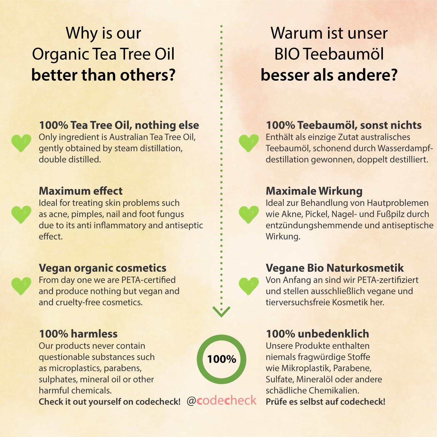 Organic Tea Tree Oil 50ml with Pipette Vegan 100 Pure Tea Tree