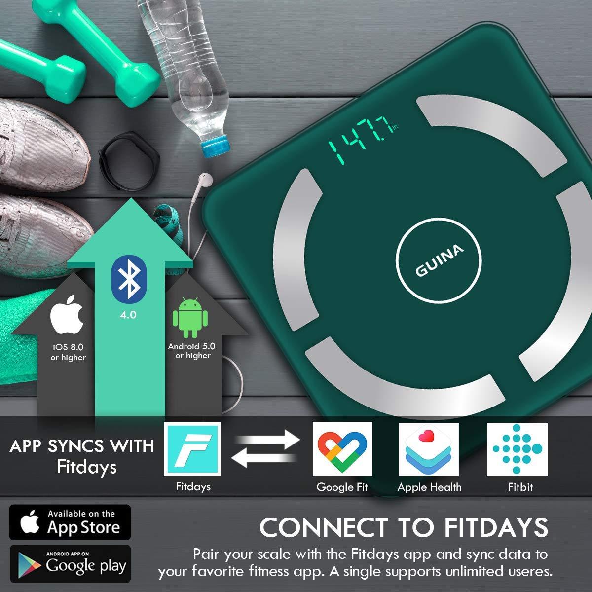 Smart Scale for Body Weight, High Precision, Bluetooth, Fitdays App, iOS  Android