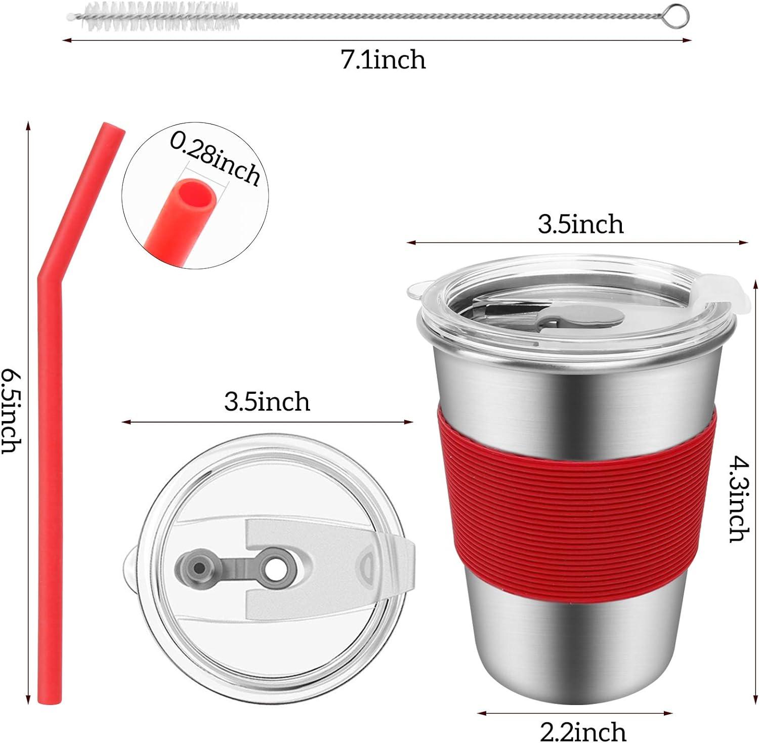  Spill Proof Cups for Kids, 6 Pack 12oz Stainless Steel Kids Cups  with Straws and Lids, Unbreakable Toddler Tumbler Baby Water Drinking  Glasses, Reusable Metal Smoothie Sippy Mug for Child Adult 