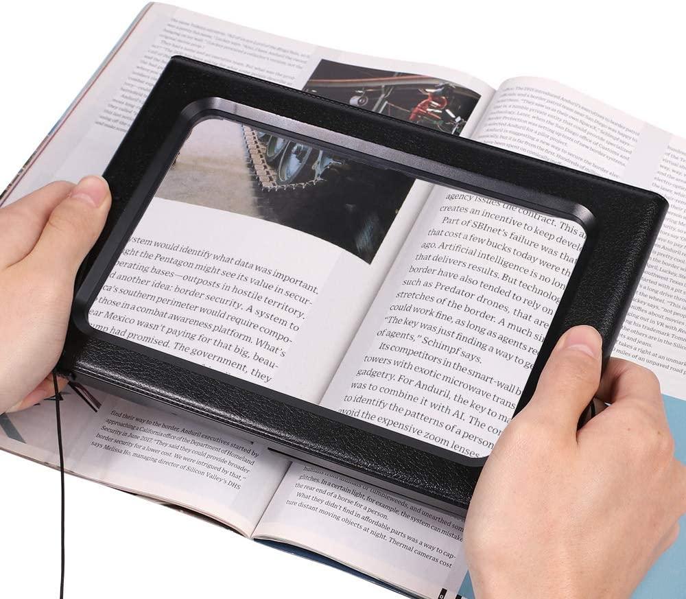 3X Large Hands-Free Magnifying Glass Full-Page Magnifier LED Lighted  Illuminated Foldable Desktop Portable for Elder Kids
