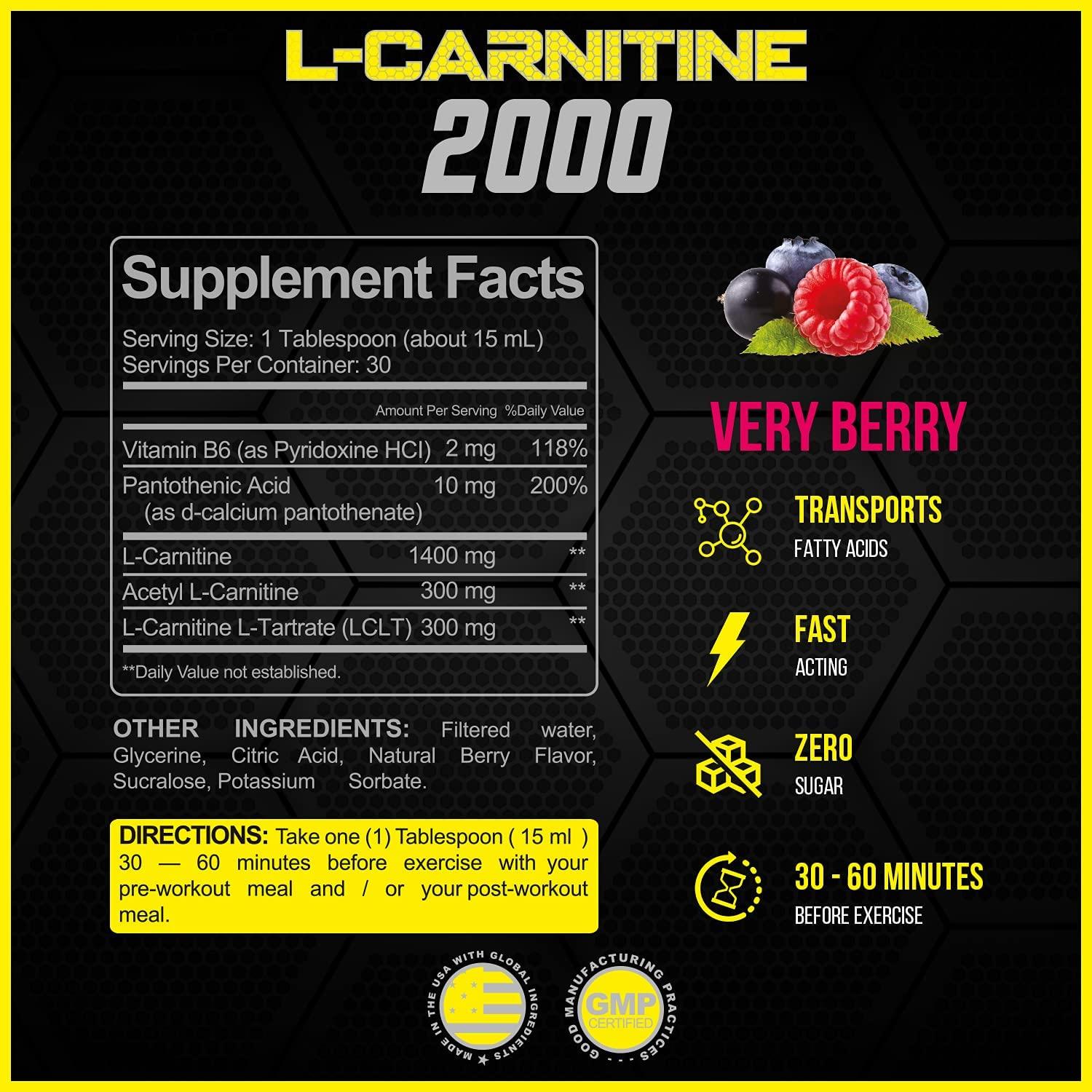Forzagen L Carnitine 2000 New Liquid L Carnitine with Vitamin B6