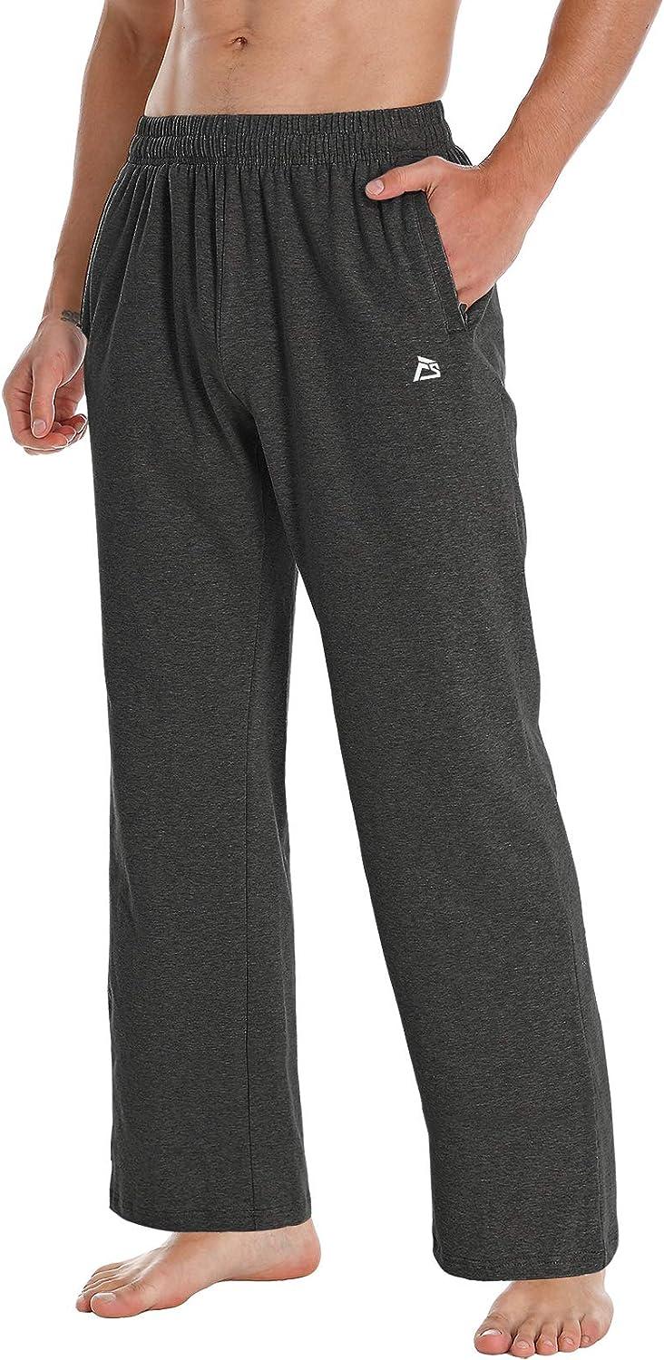  Mens Fleece Athletic Sweatpants Open Bottom Straight