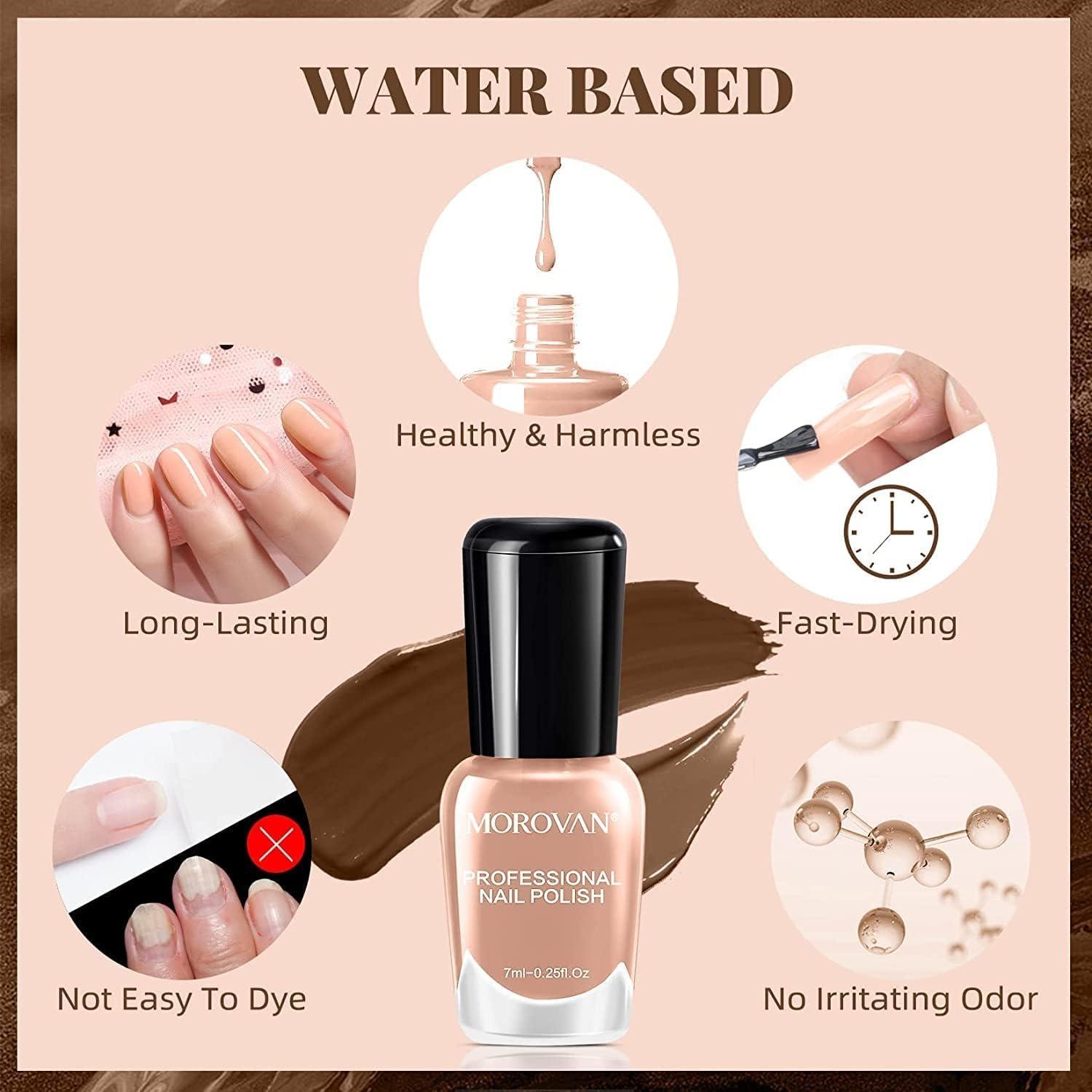 Morovan Nail Polish Set - 6 Pure & Glitter Colors | Non Toxic