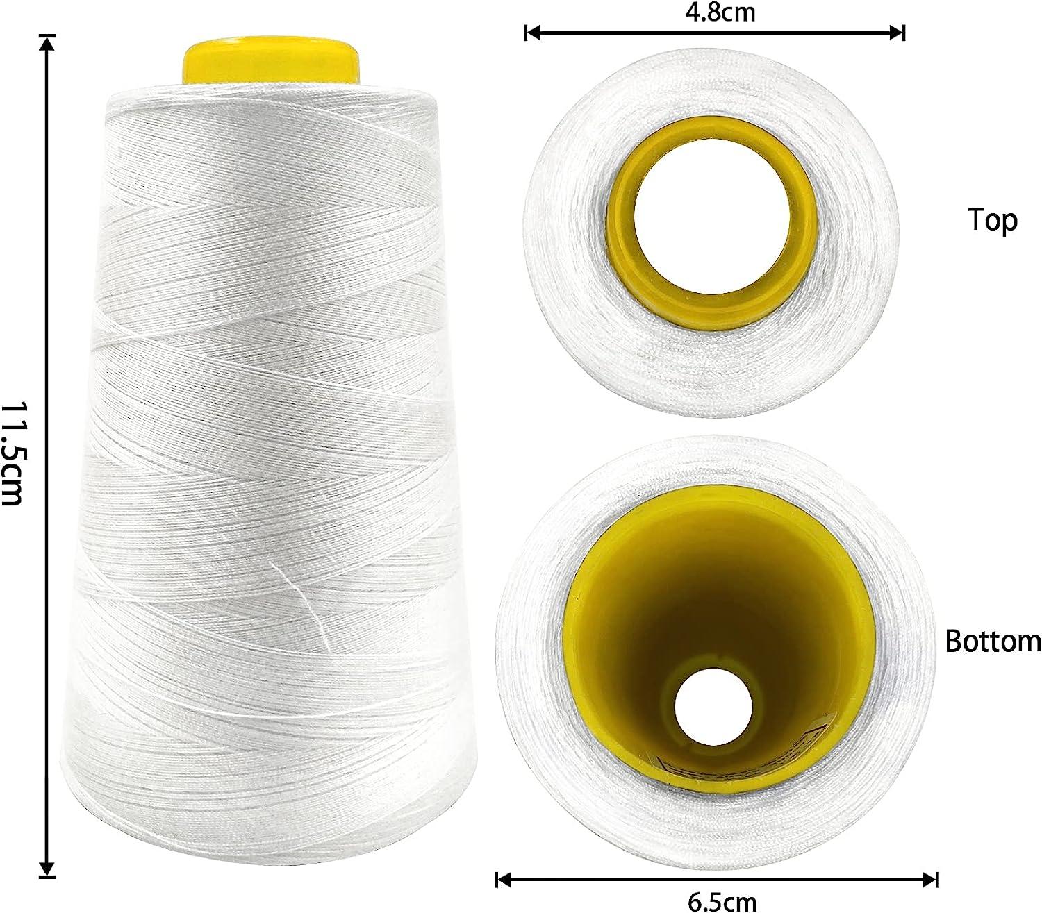 Serger Thread All-Purpose Thread for Sewing White Thread Polyester Sewing Thread  4 Cones of 3000 Yards Each Spool Thread for Sewing Machine Thread 4 white