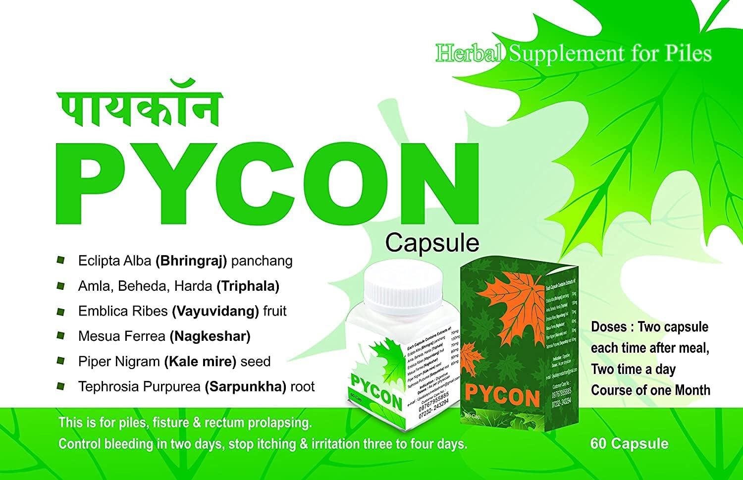 Admart Pycon Piles Care Capsule 60 Fast Relief Piles Management Ayurvedic Medicine Maneges