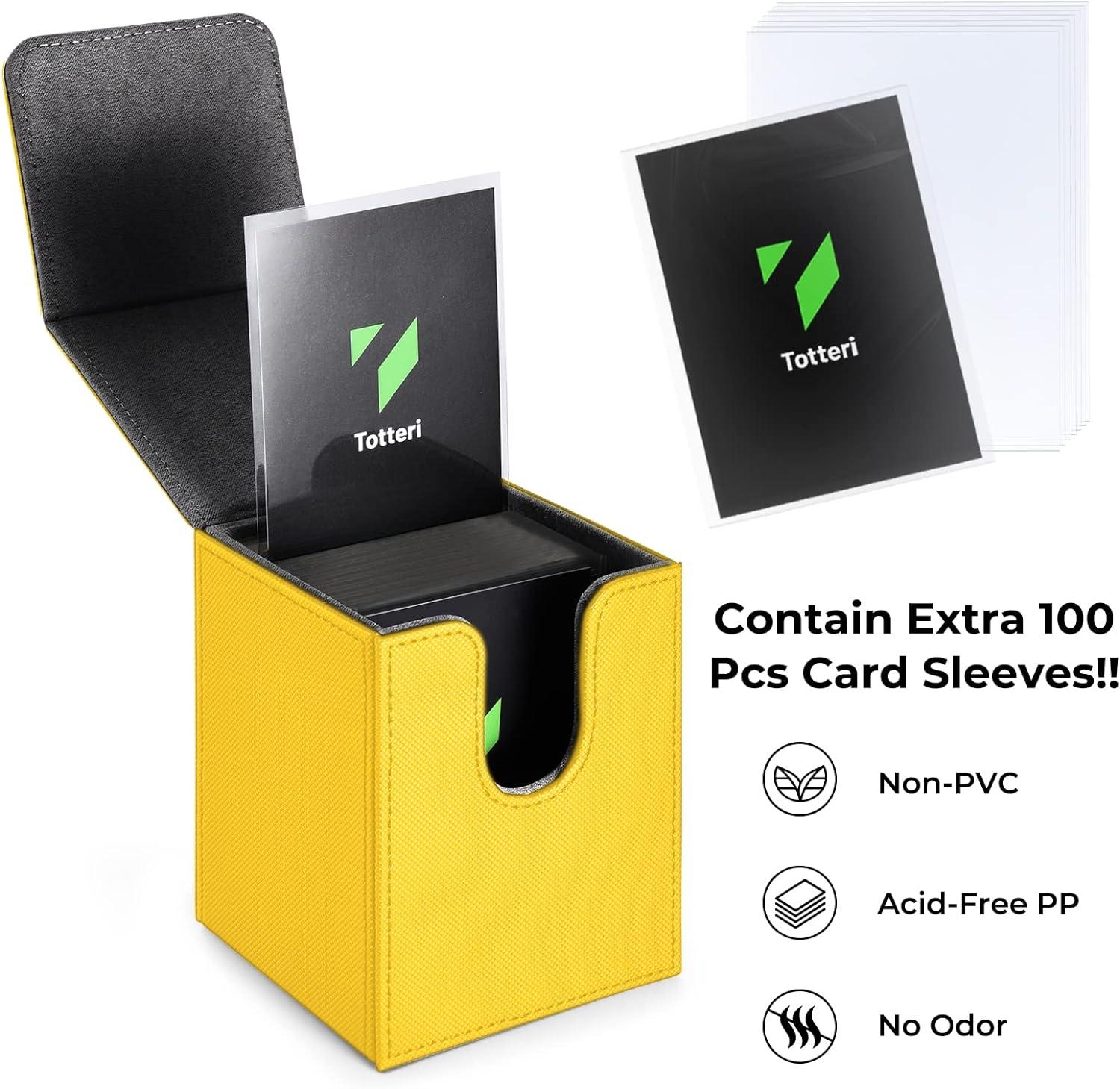 Totteri Card Deck Box with 100 Card Sleeves - Electric Yellow | Pokemon  Trading Card Storage Case for 100+ Sleeved Cards | PVC-Free Card Holder for  MTG/TCG | Buy Now with Express