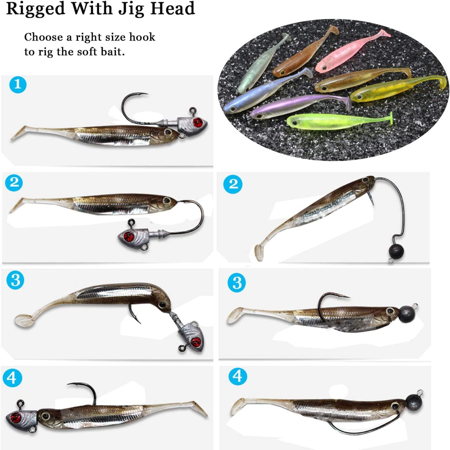 QualyQualy Soft Plastic Swimbait Paddle Tail Shad Lure Soft Bass Shad Bait  Shad Minnow Paddle Tail Swim Bait for Bass Trout Walleye Crappie 2.75in  3.14in 3.94in 5in 1# 2.75in - 6Pcs