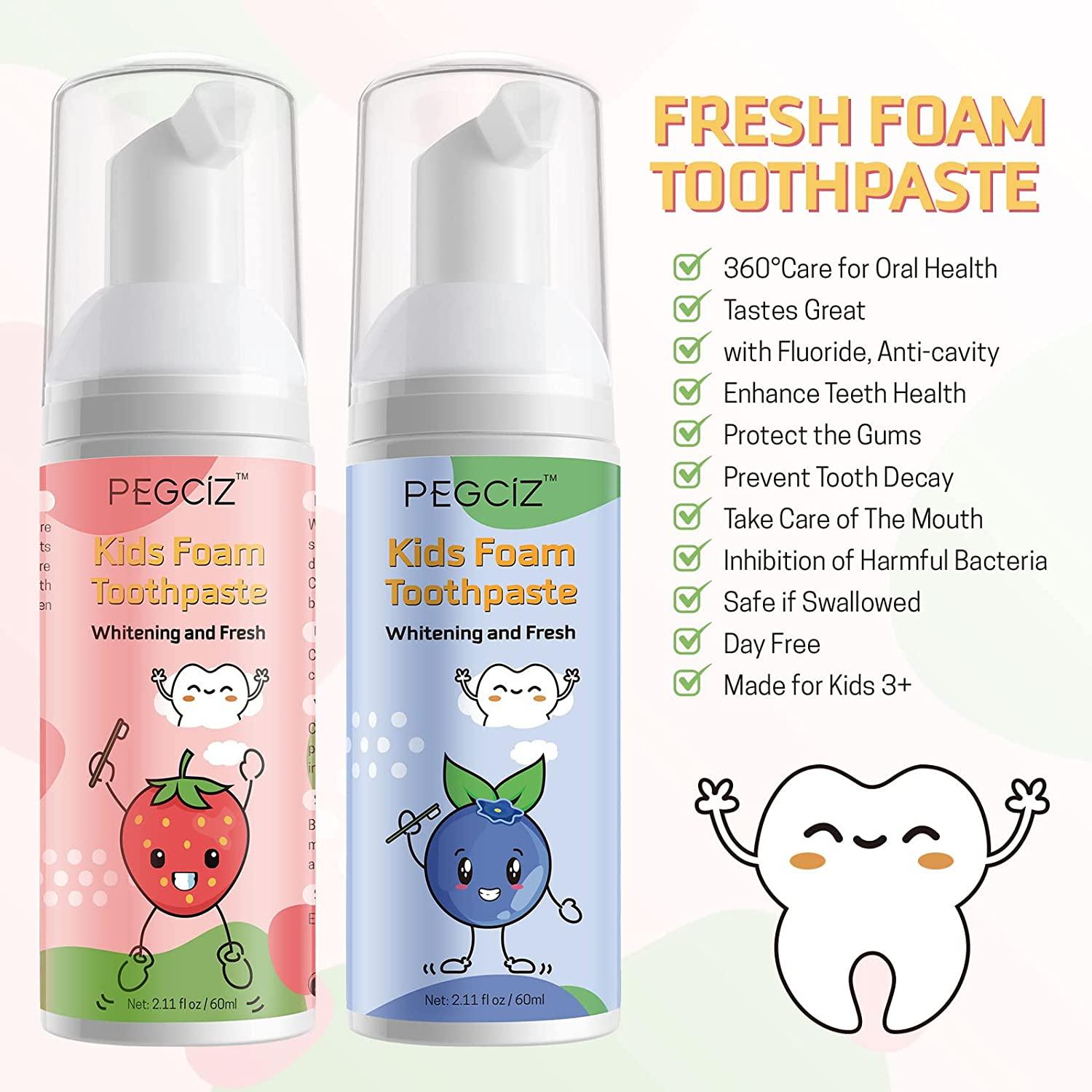 Kids Foam Toothpaste Low Fluoride AntiCavity Formula U Shaped