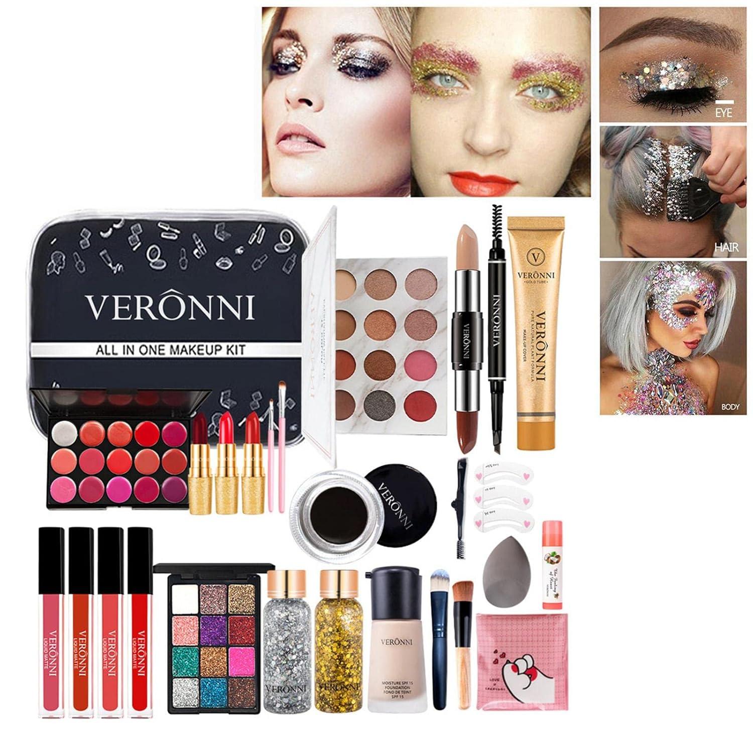 XGZ 28-Part Portable Travel Cosmetics Set - Long-Lasting Makeup