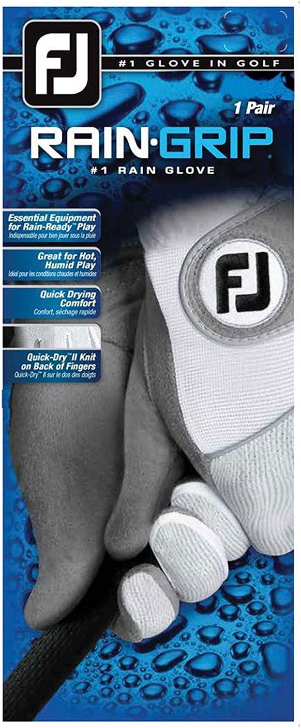 FootJoy Men's RainGrip Golf Gloves, Pair (Black)