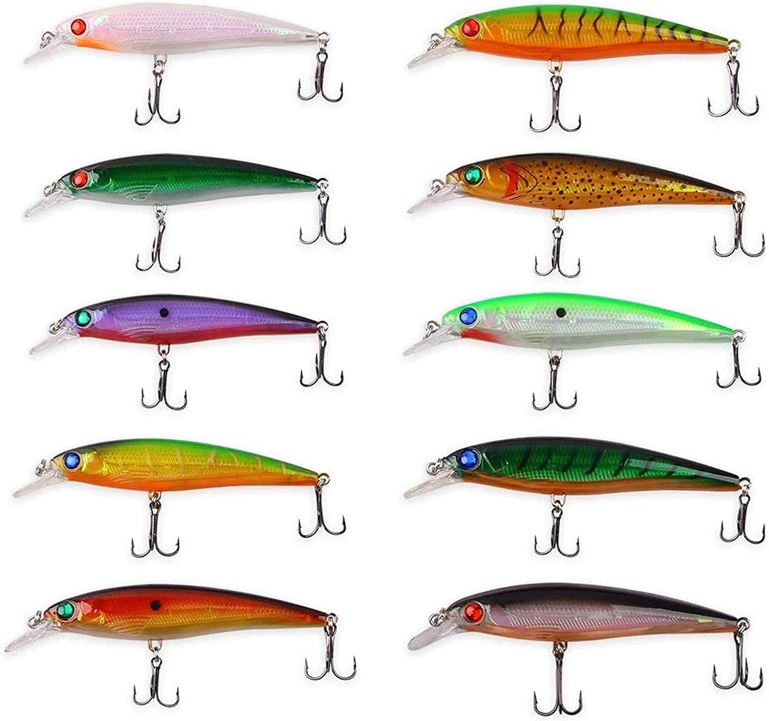 Salwater Fishing Lures Hard Baits Set, 3D Eyes Minnow Crankbaits Swimbaits  Topwater Fishing Lures Kit for Bass Trout Walleye