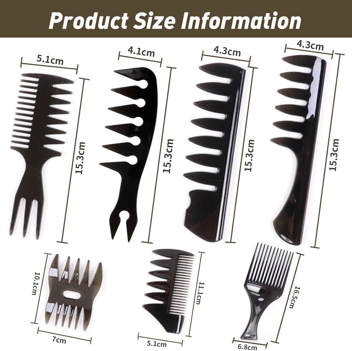 Professional 7pcs Wide Tooth Comb Set for Men Ideal for Wet Hair