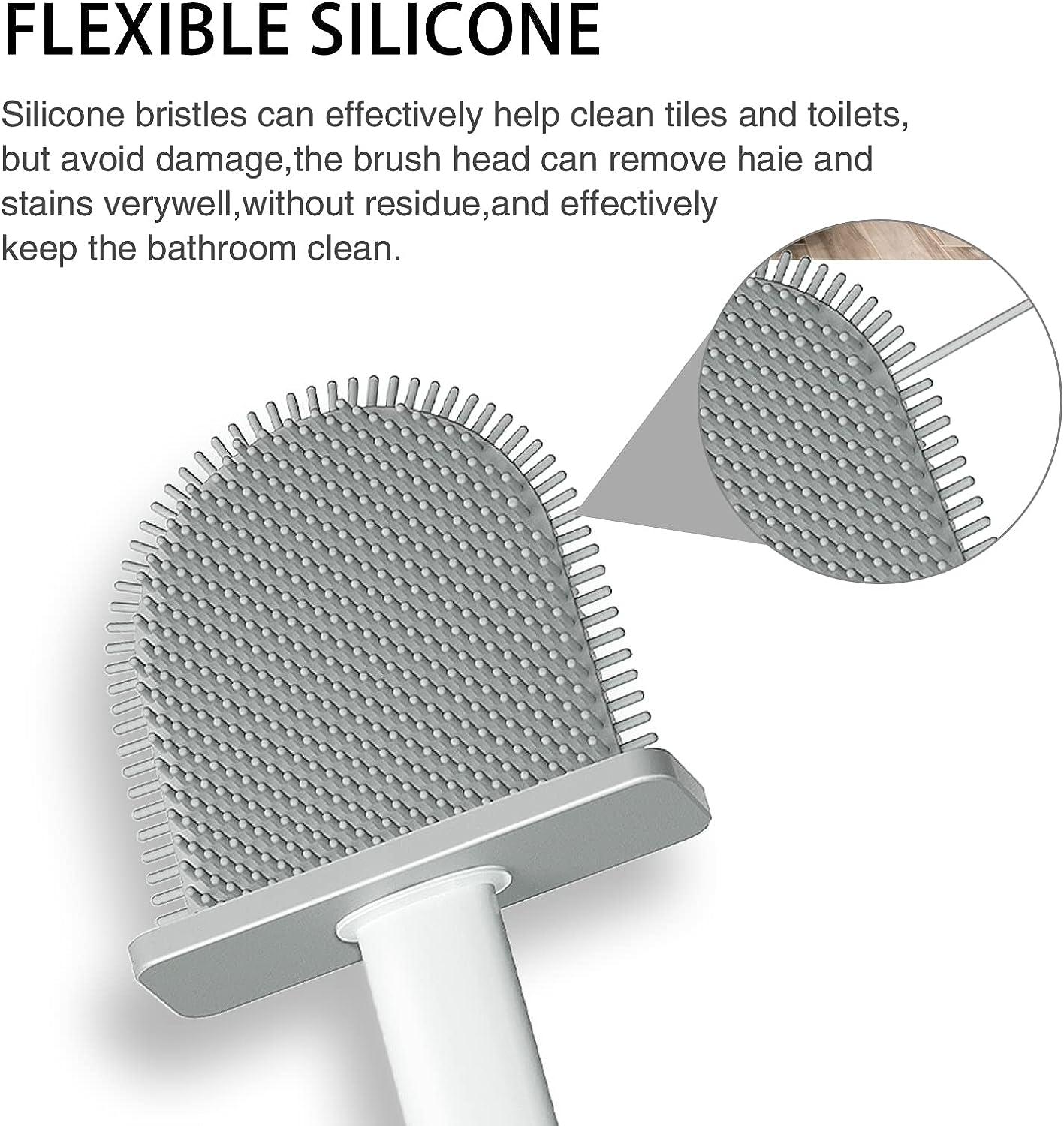 Flexer Silicone Toilet Brush, Silicone Toilet Brush and Holder Flat Head  Flexer Brush for Toilet Rubber Toilet Brush, Deep Cleaning Flexersilicone