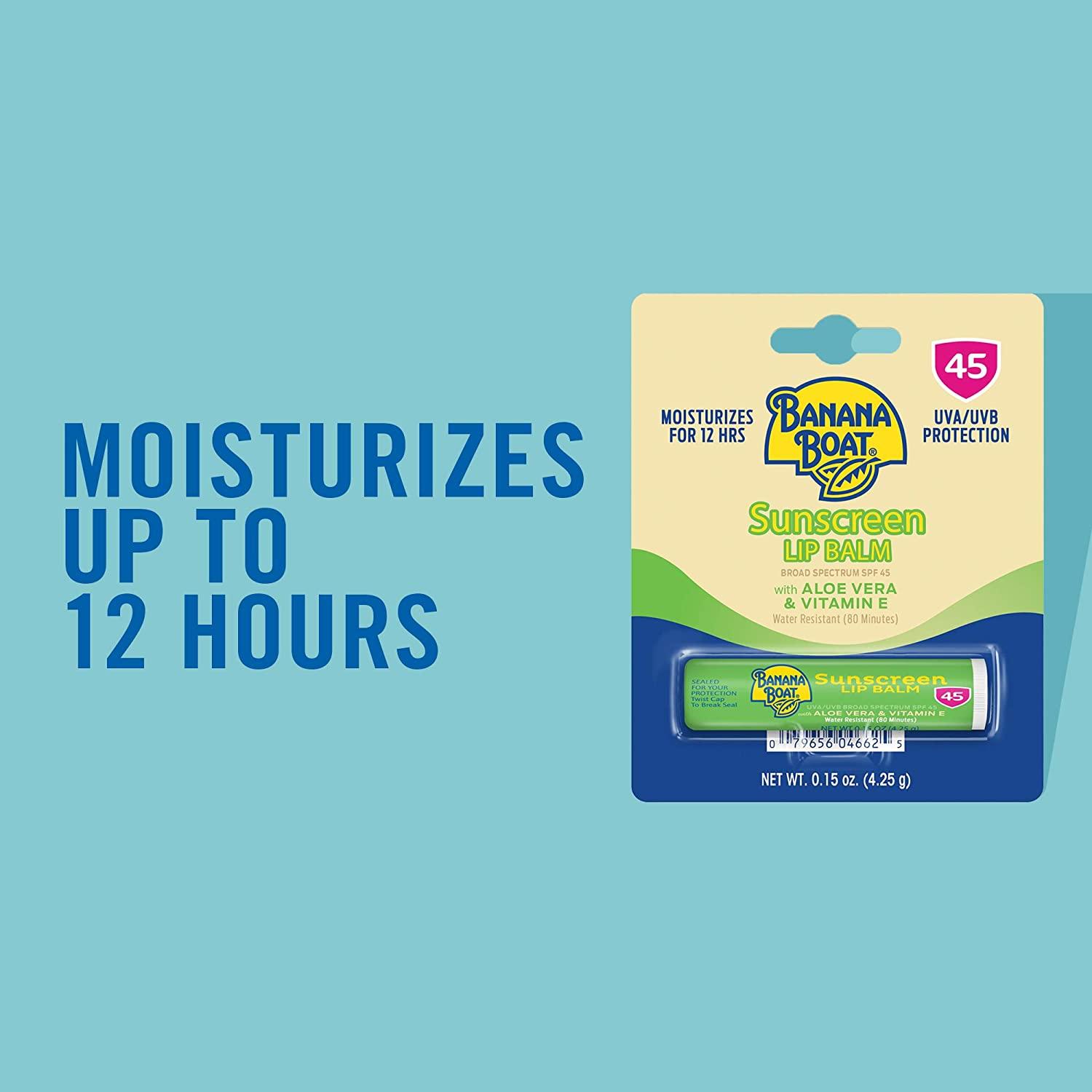 Banana Boat Sunscreen Lip Balm with Aloe Vera Lip Protection, Broad