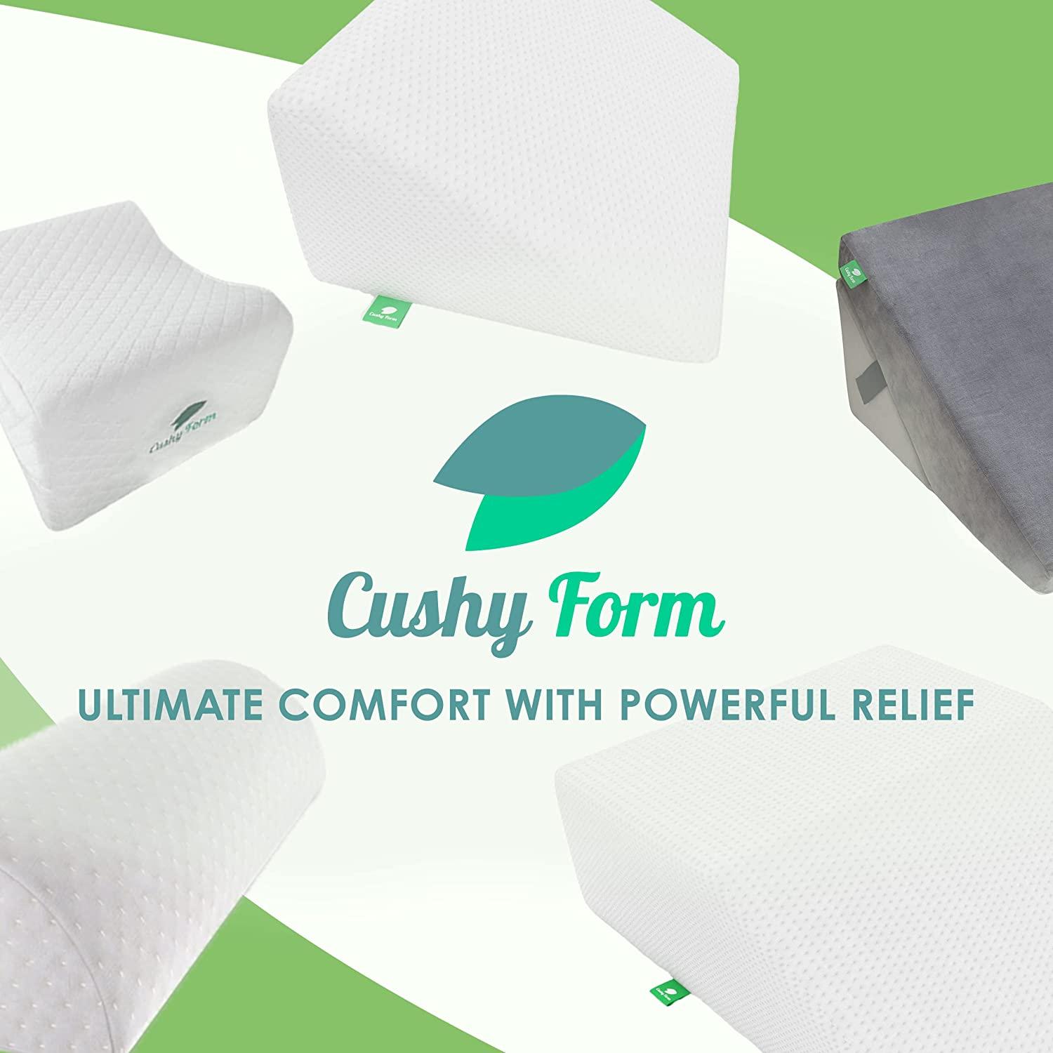 Cushy Form Knee Pillow for Side Sleepers - Standard Orthopedic Wedge Leg  Pillow for Sleeping and Hip & Lower Back Pain - Contour Memory Foam Cushion  for Pregnancy, Washable Cover & Travel