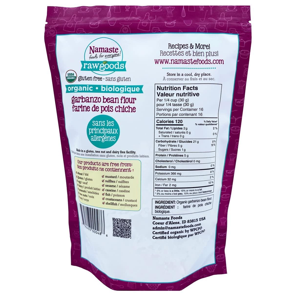 Namaste Foods Organic Garbanzo Bean Flour, Gluten Free, 16 oz.