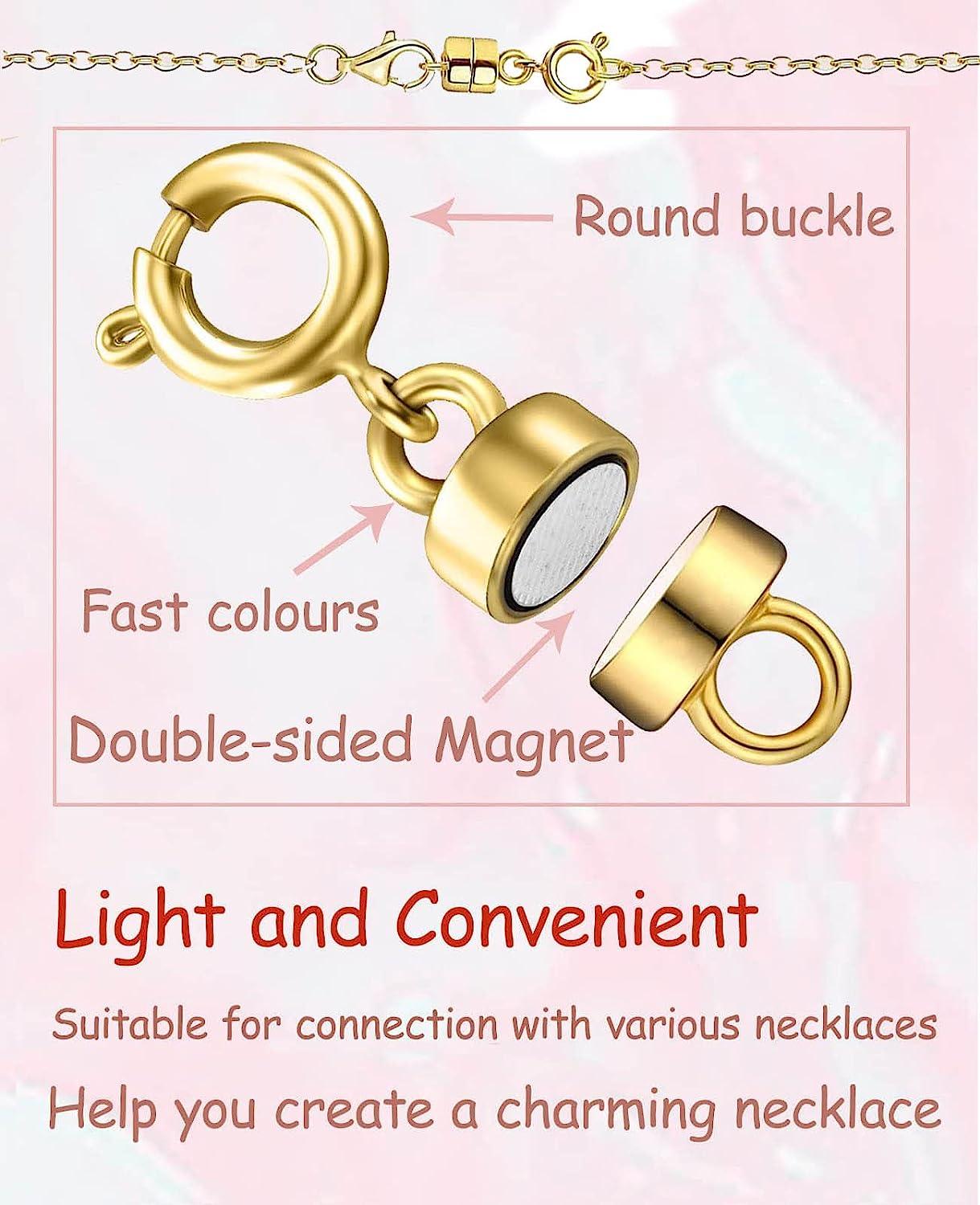 Clysoru Magnetic Necklace Clasps and Closures 14k Gold and Silver Beads  Chain Extender Necklaces Bracelet Safety Magnetic Locking Jewelry Clasp  Converter(4 Gold 4 Silver) 8pcs - 4 gold and 4 silver