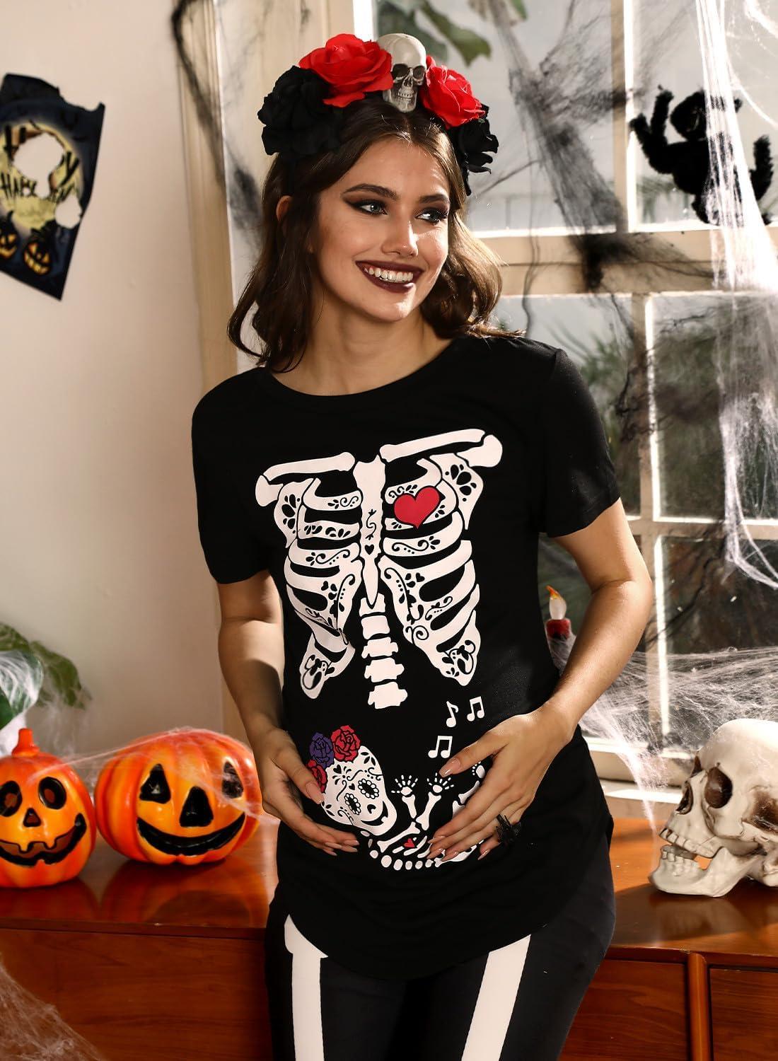 G and PL Halloween Pregnancy Top Maternity Funny Graphic Shirt