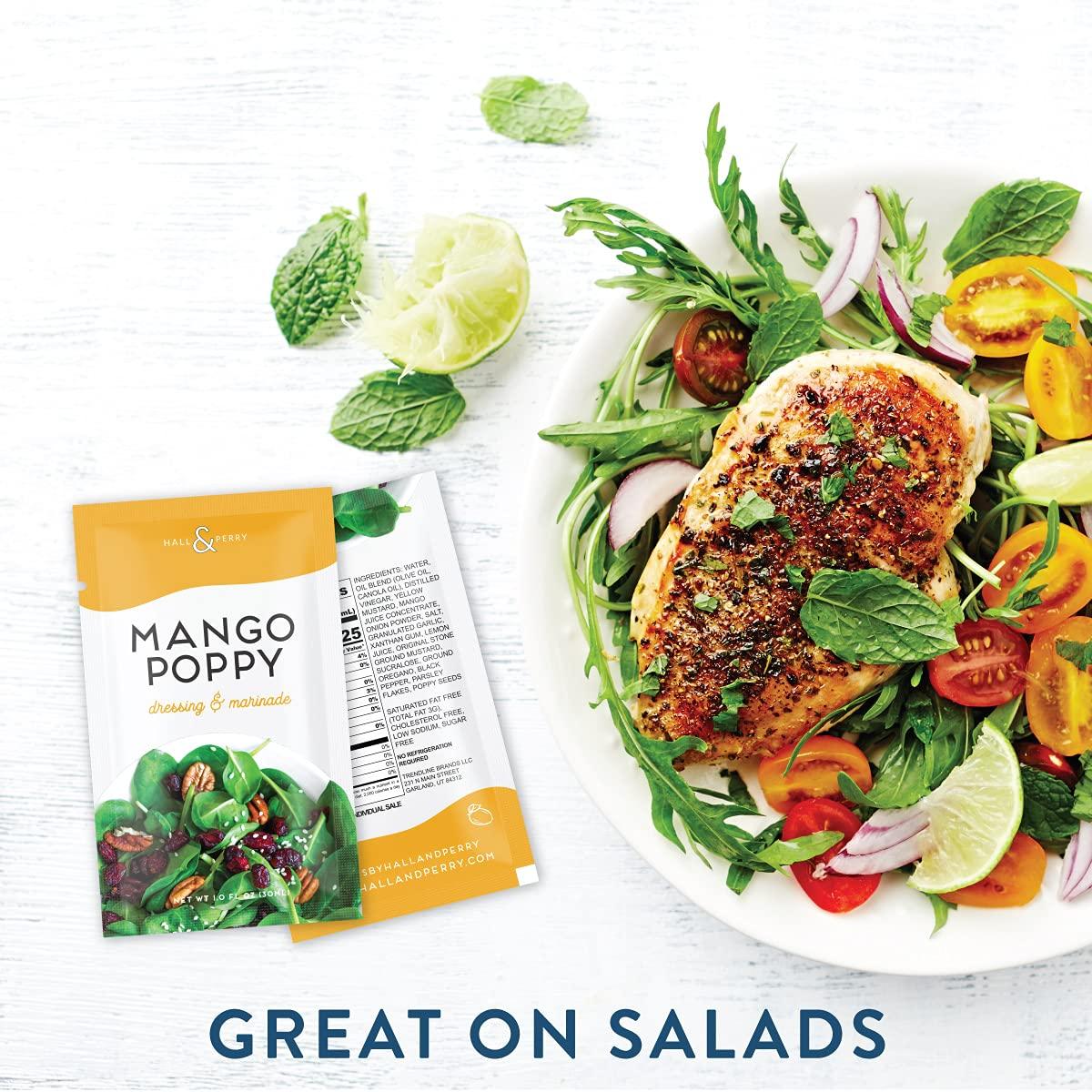 Hall & Perry Mango Poppy Low Calorie Keto Salad Dressing - 24 1 oz Pouches  | Buy Now with Express International Delivery | GoSupps.com