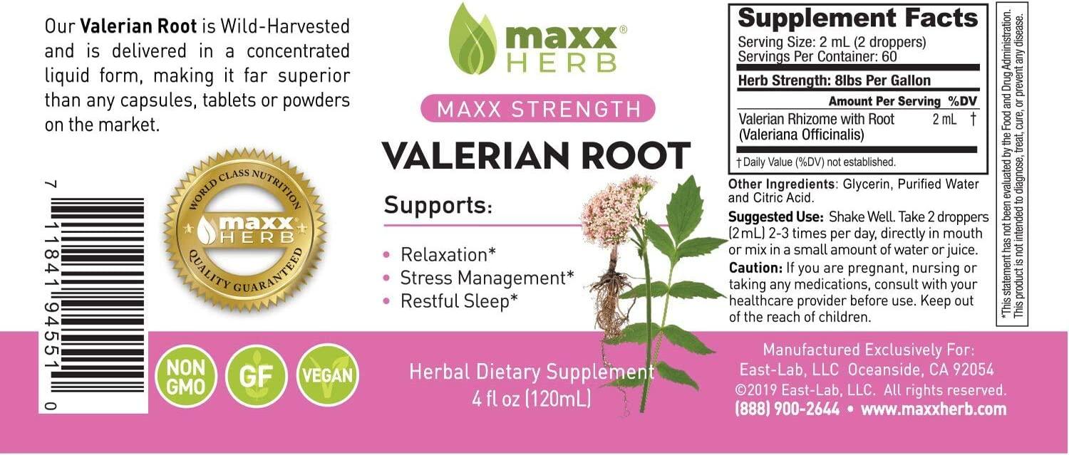 Maxx Herb Valerian Root Extract Max Strength, Liquid Valerian Root