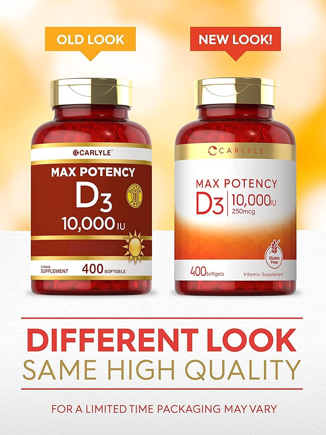 Vitamin D 10000 IU 400 Softgels Value Size Max Potency Promotes