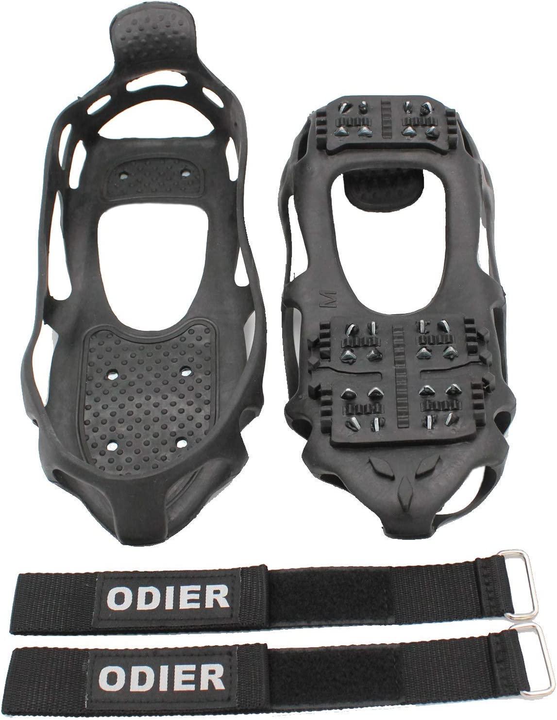 ODIER Ice Cleats Grippers 24Teeth Crampons & 10Teeth Micro Spikes for