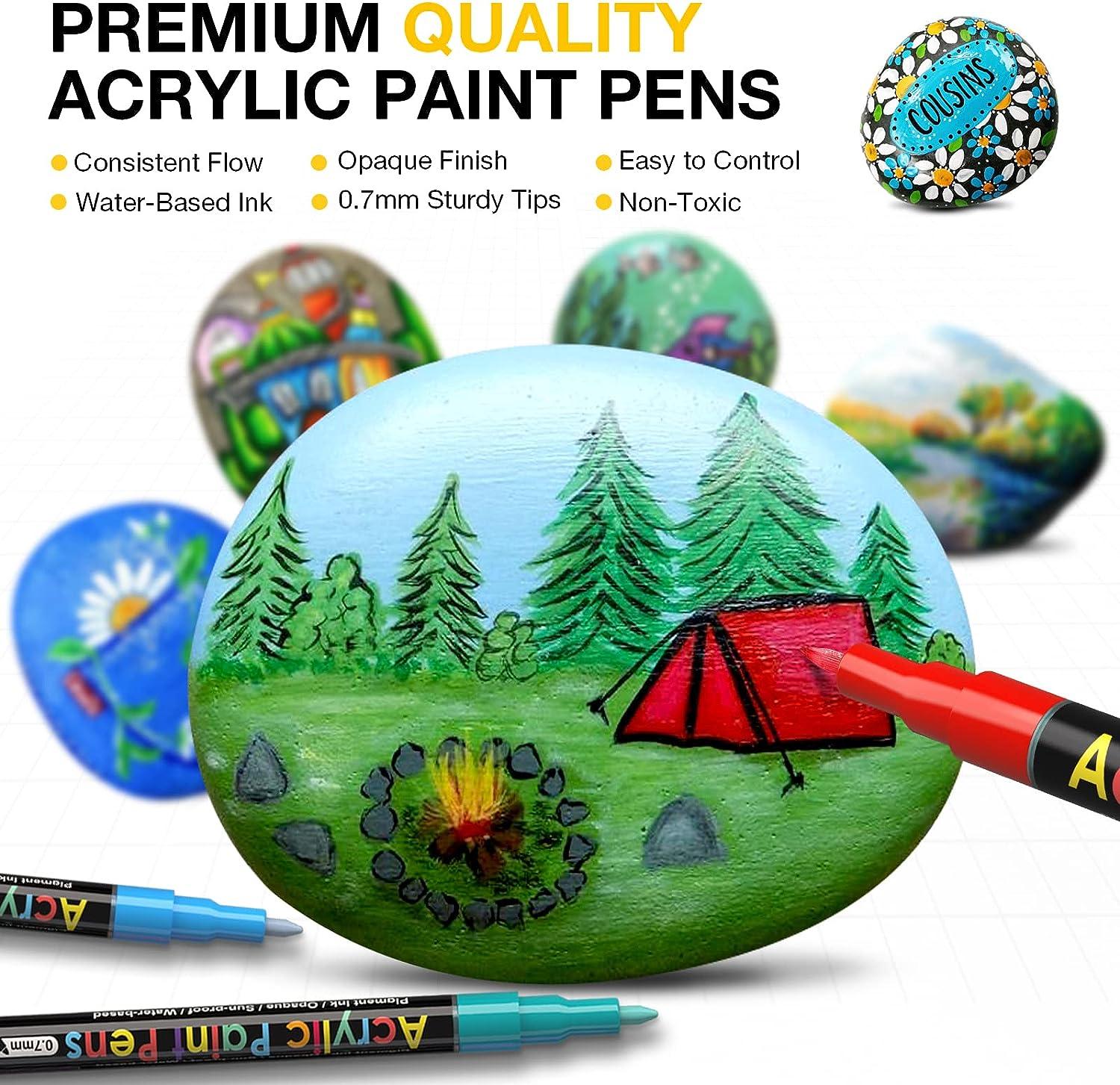  JR.WHITE Acrylic Paint Pens Paint Markers Set of 24: Extra Fine  Point Acrylic Markers For Rock Painting Wood Glass Fabric Ceramic For  Adults Kids Art Craft : Arts, Crafts & Sewing