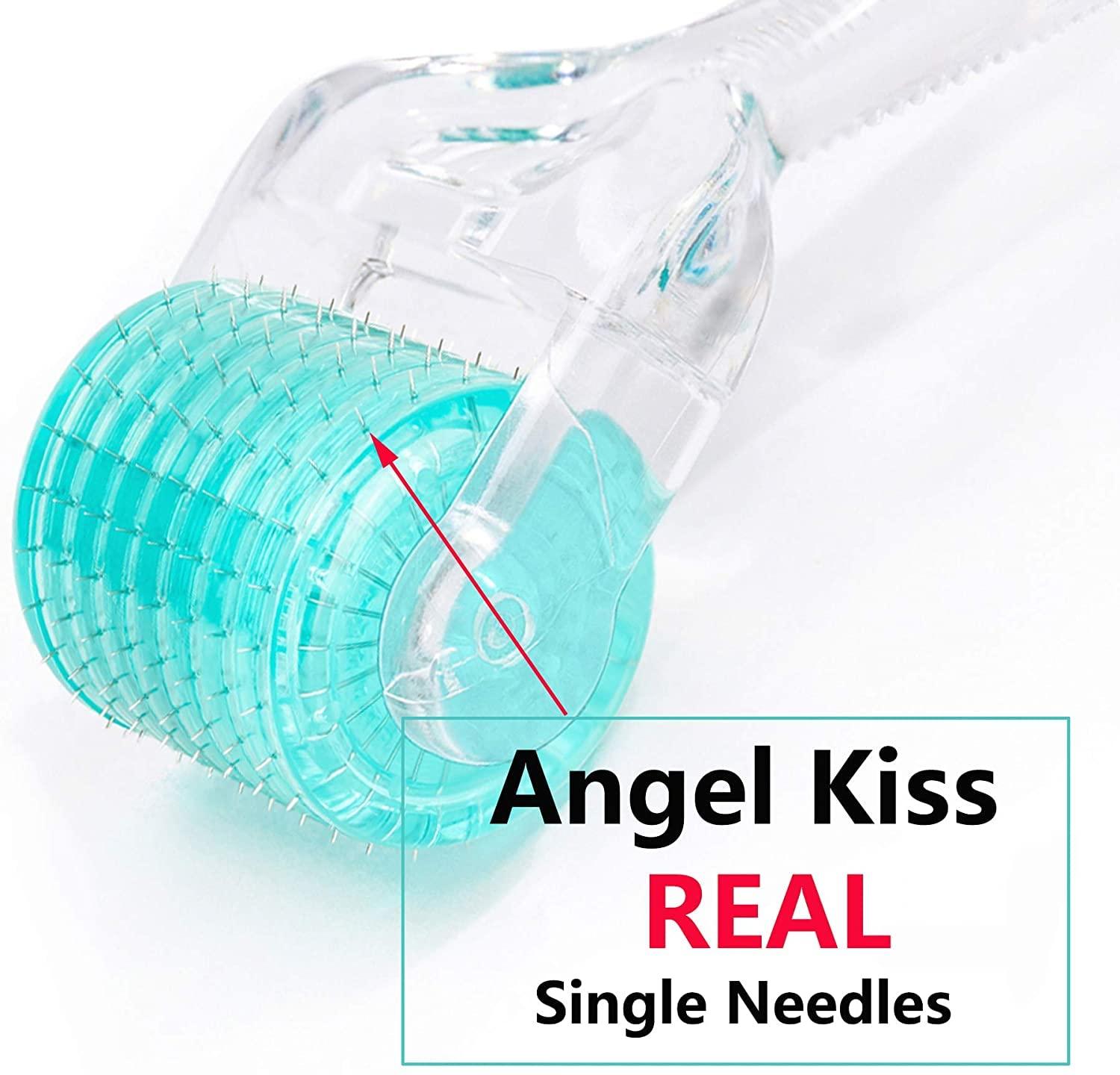 REAL NEEDLES Derma Roller - Angel Kiss 192 Advanced Version1.0  Microneedling Roller for Body Beard Face - Stainless Steel Needles -  Microdermabrasion Tool for Glowing Skin - Includes Storage Case