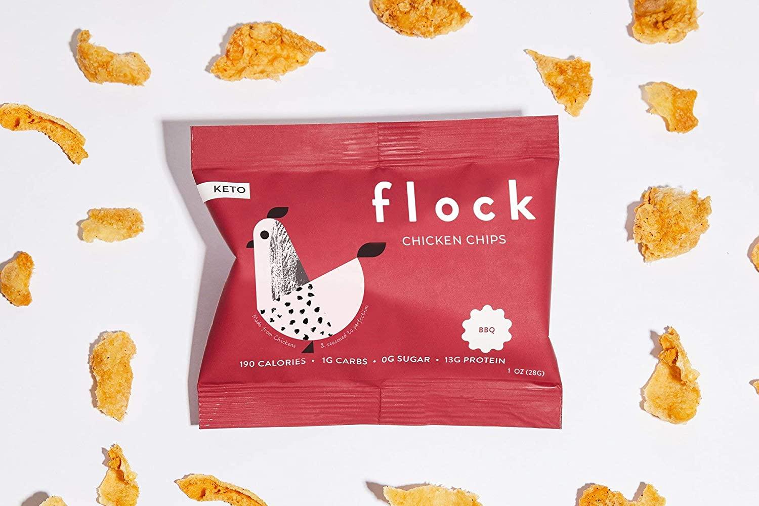 Flock Keto Chicken Skin Chips BBQ Flavor, Low Carb, High Protein