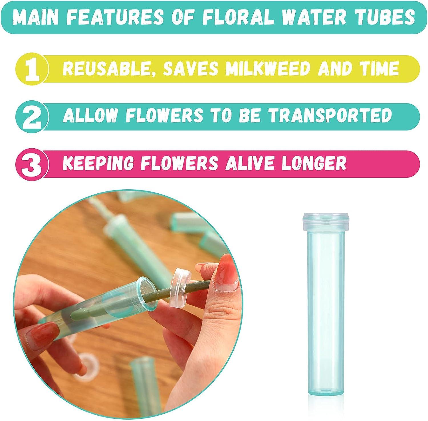 50 Pieces 2.8 Inches Floral Water Tubes Clear Plastic Flower Water