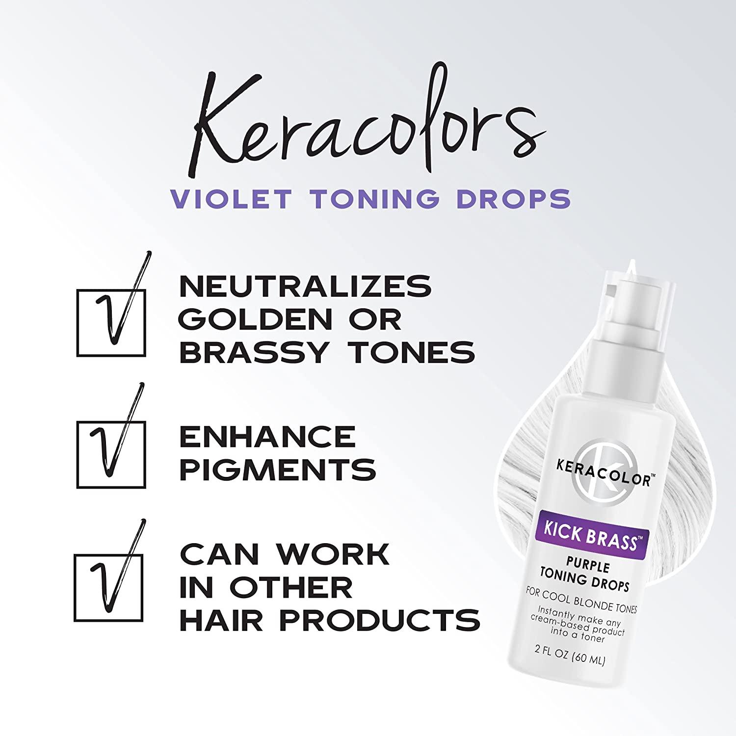 Keracolor Purple Toning Drops Concentrate To Create Your Own Purple Shampoo  For Blonde Hair - Mix w/Any Shampoo, Conditioner, Or Cream Styler, Violet, ( Purple) 2 Fl. Oz.