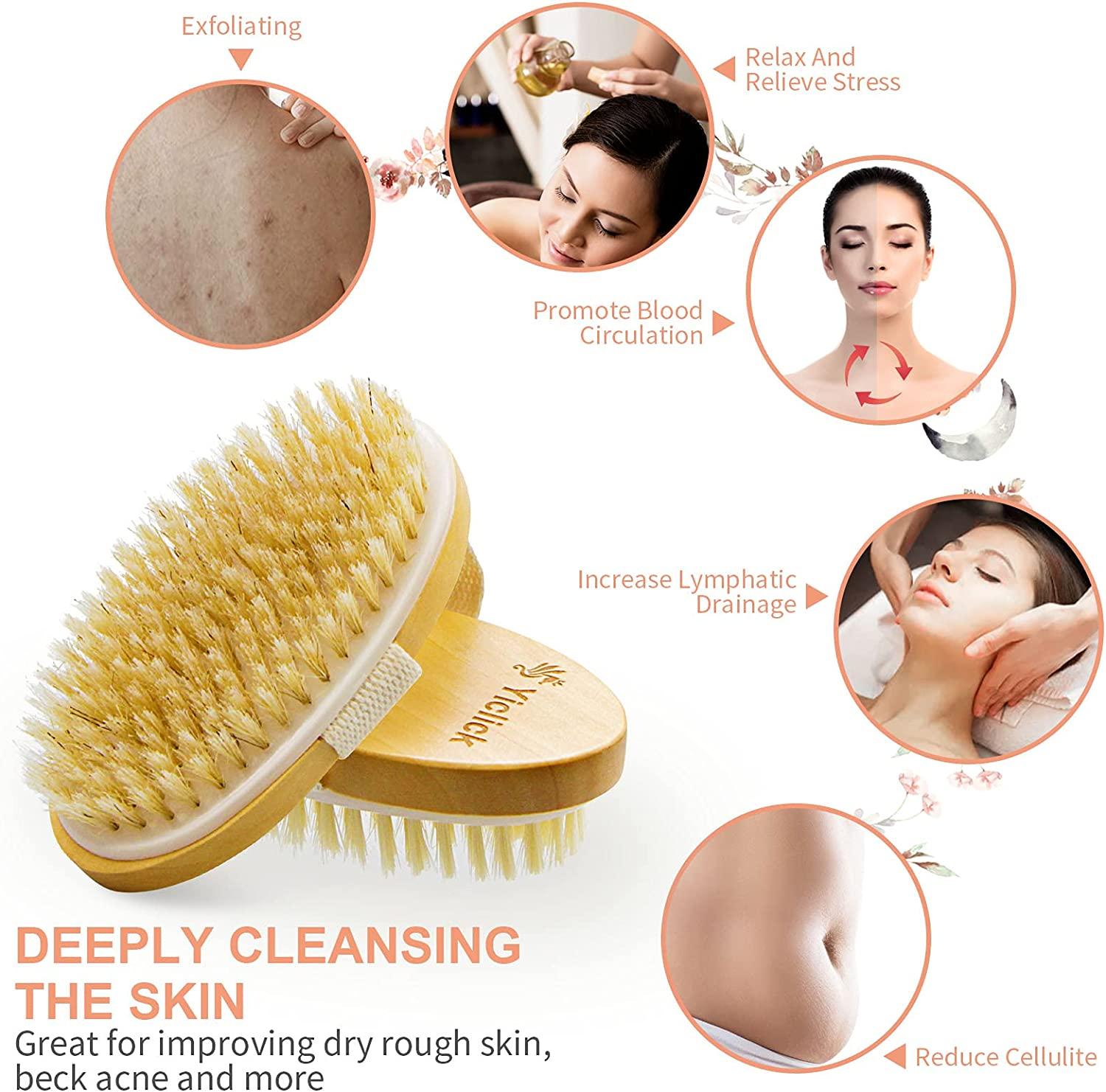 2 Pack Exfoliating Dry Brushes for Cellulite & Lymphatic Drainage