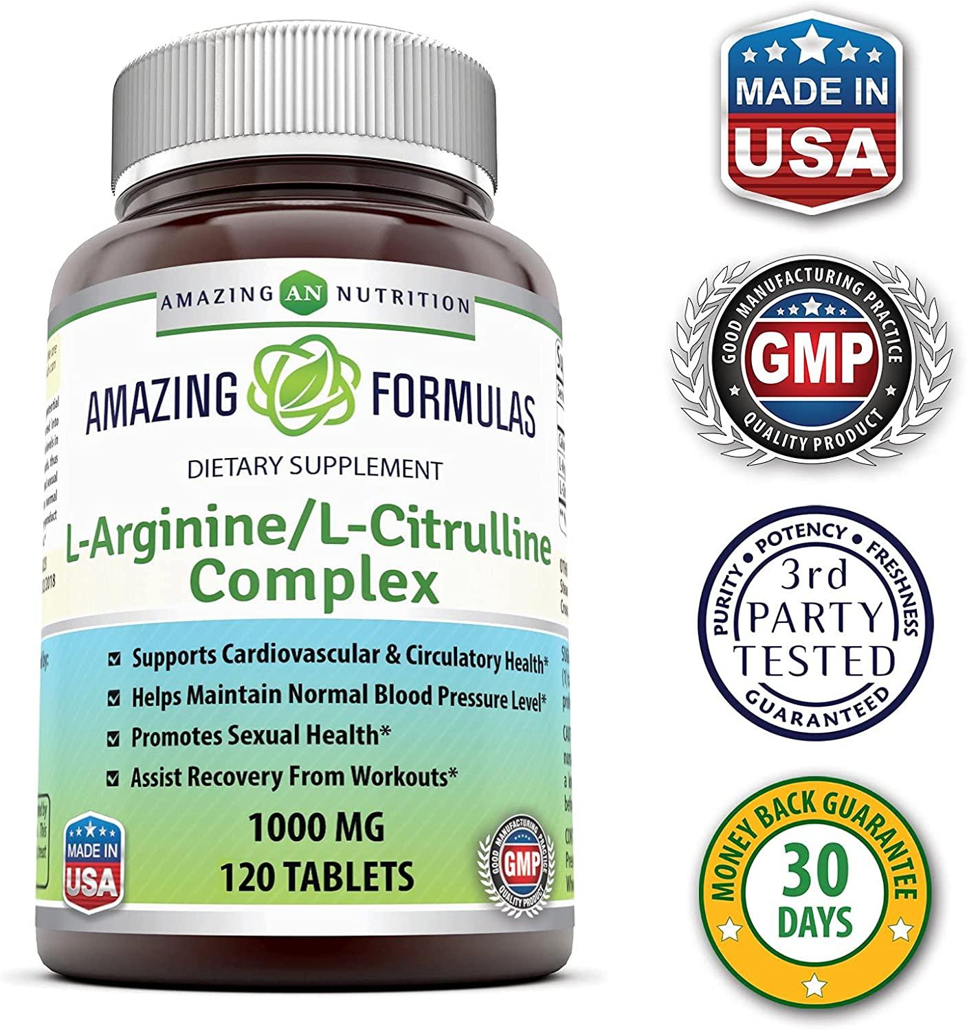 Amazing Nutrition LArginine/LCitrulline Complex 1000 Mg Combines Two