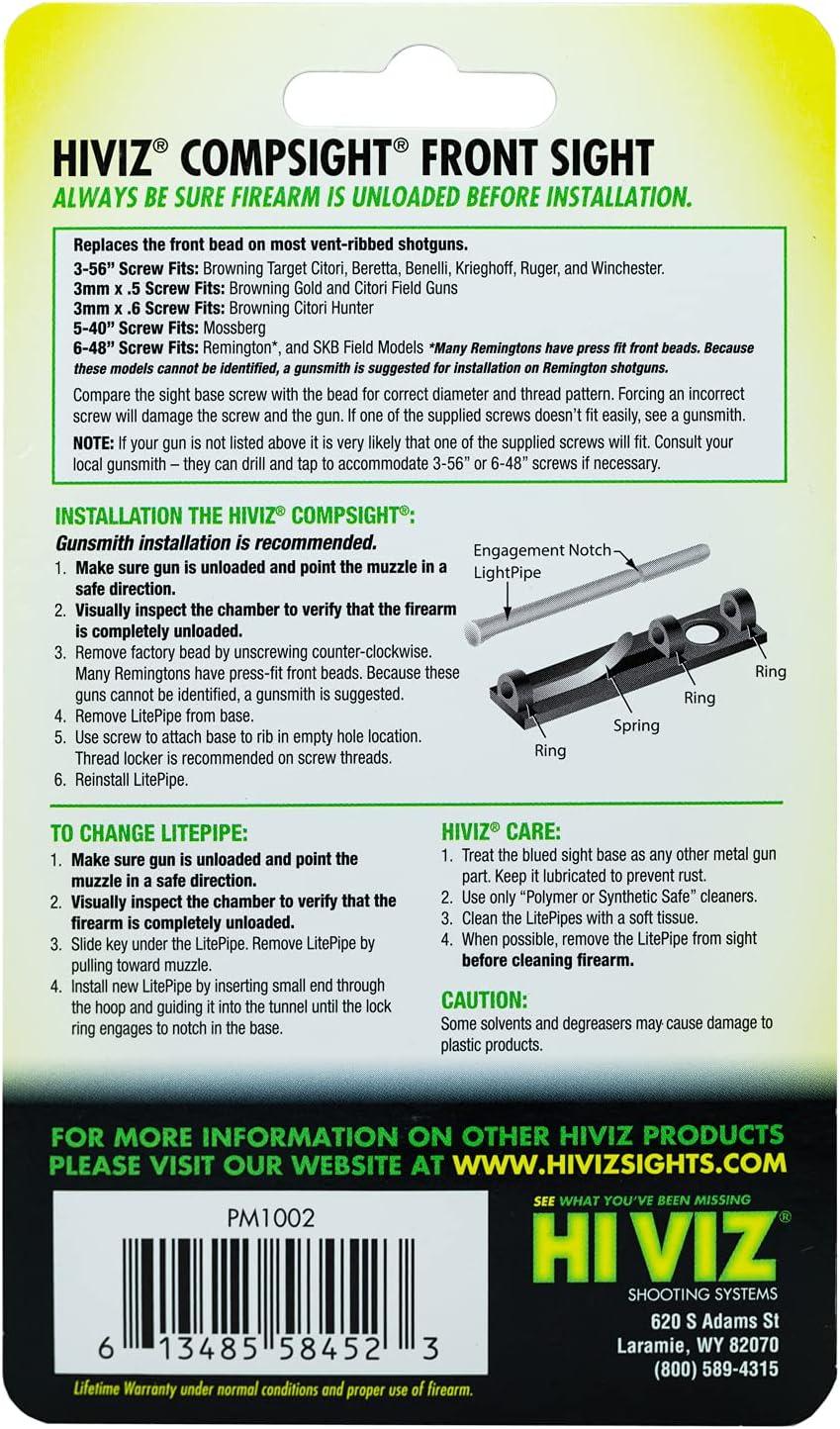 HIVIZ Competition Fiber Optic Sight Set Green, Red, and White 10