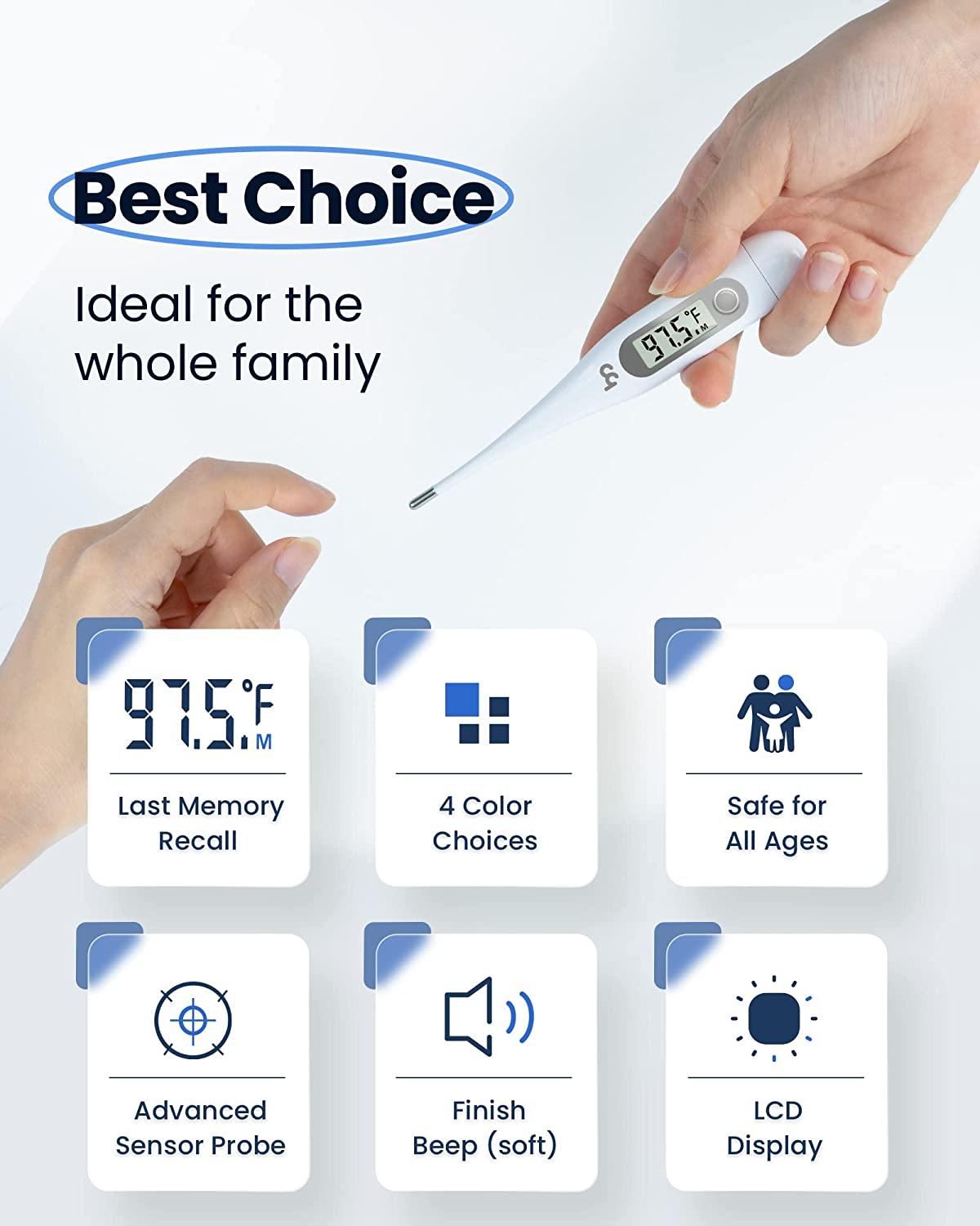 Oral Thermometer for Adults and Kids, Digital Fever Thermometer for