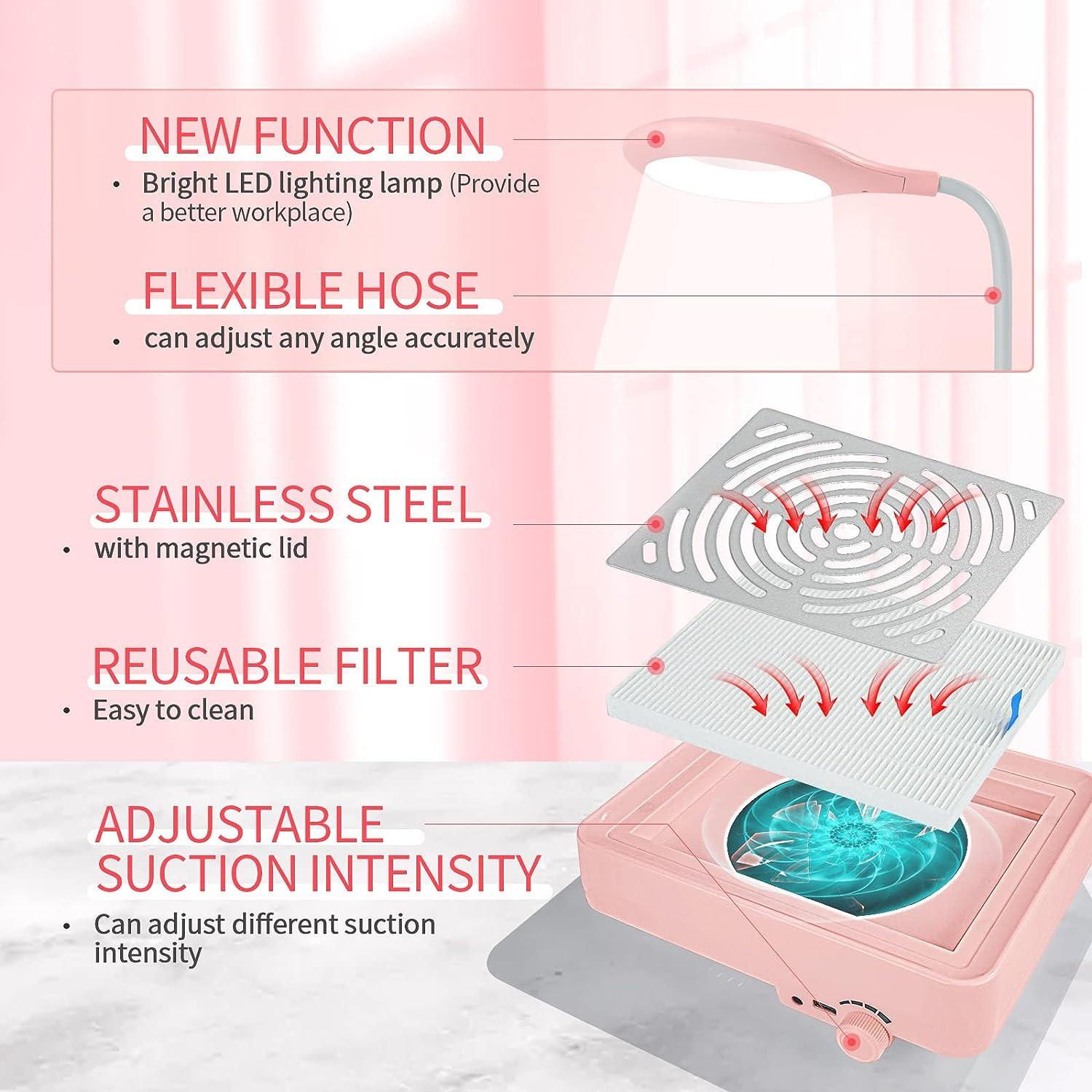 Makartt Nail Dust Collector: 60W Professional Nail Fan Dust Collector With Reusable Filter, 2 Powerful Suction, Adjustable Speed Nails Extractor Vacuum For Manicure Salon Home (Sylvie