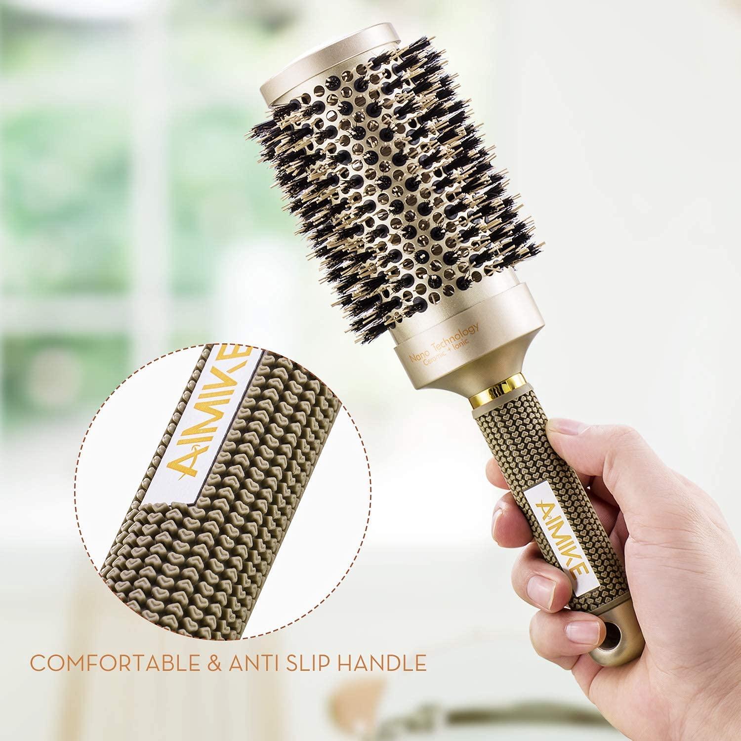 Nano Ceramic Ionic Round Brush with Boar Bristles Inch