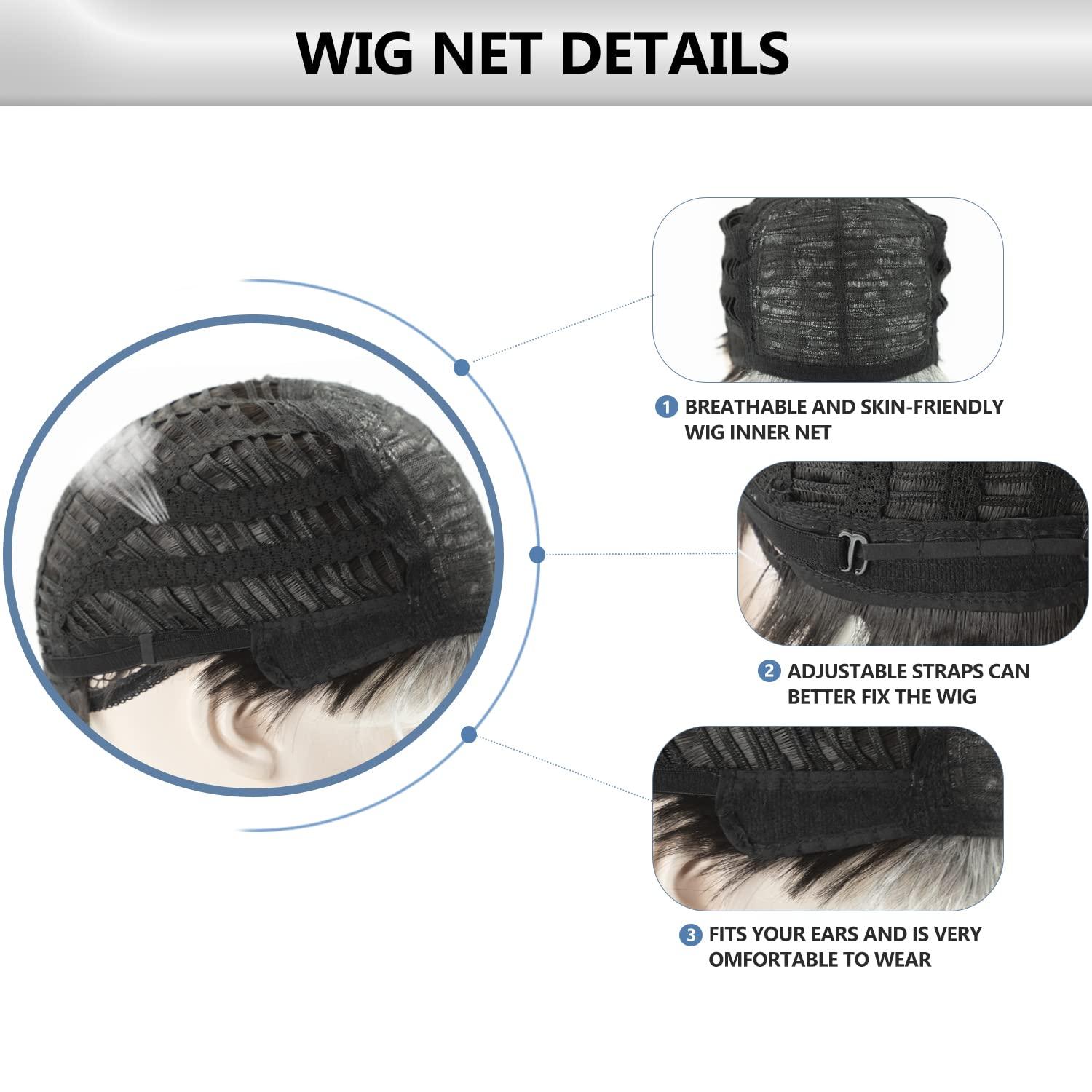 Mens Wig Short Gray Wigs for Men Natural Straight Short Grey Mixed Balck  Wigs Male Cosplay Synthetic Silver Wigs Short Hair