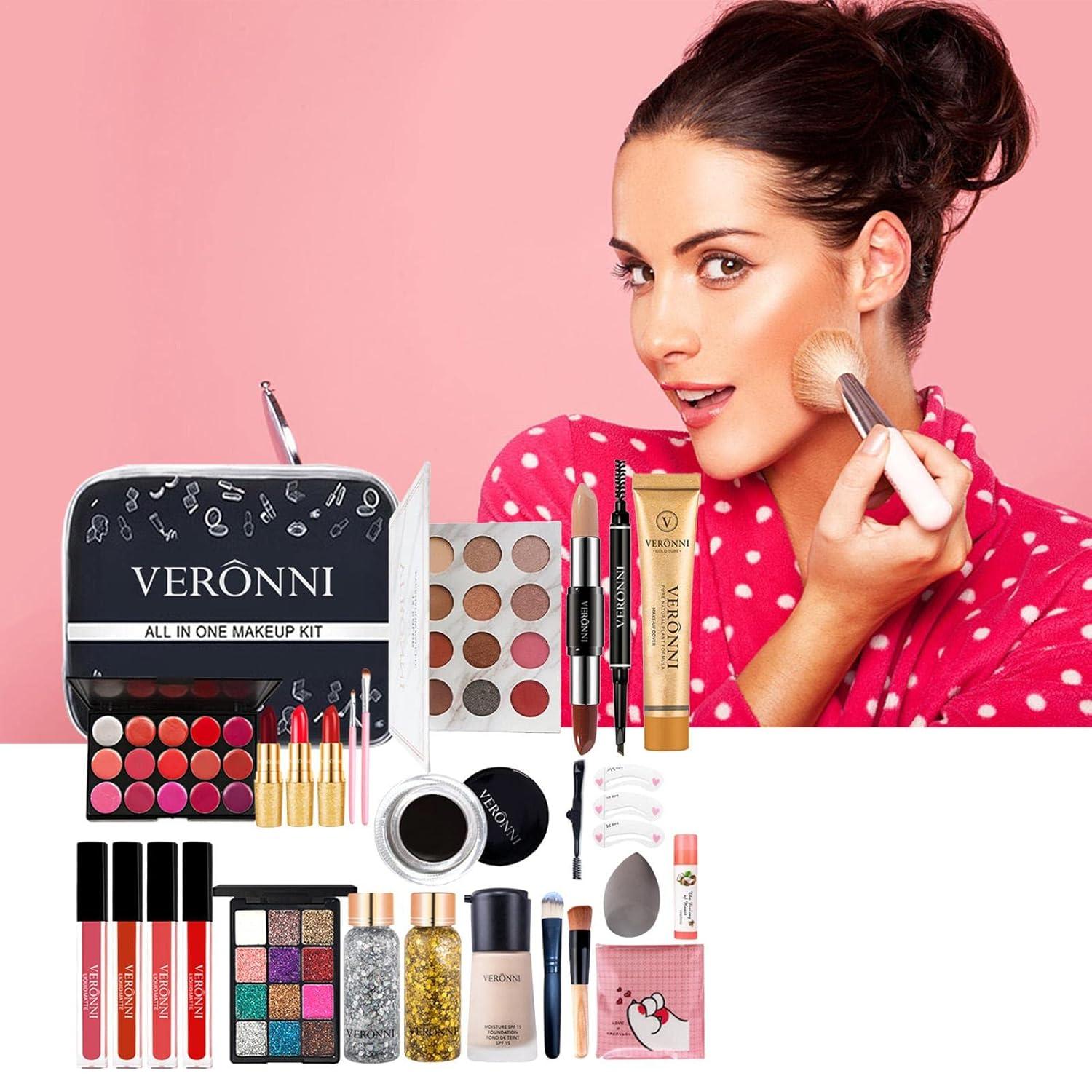 XGZ 28-Part Portable Travel Cosmetics Set - Long-Lasting Makeup