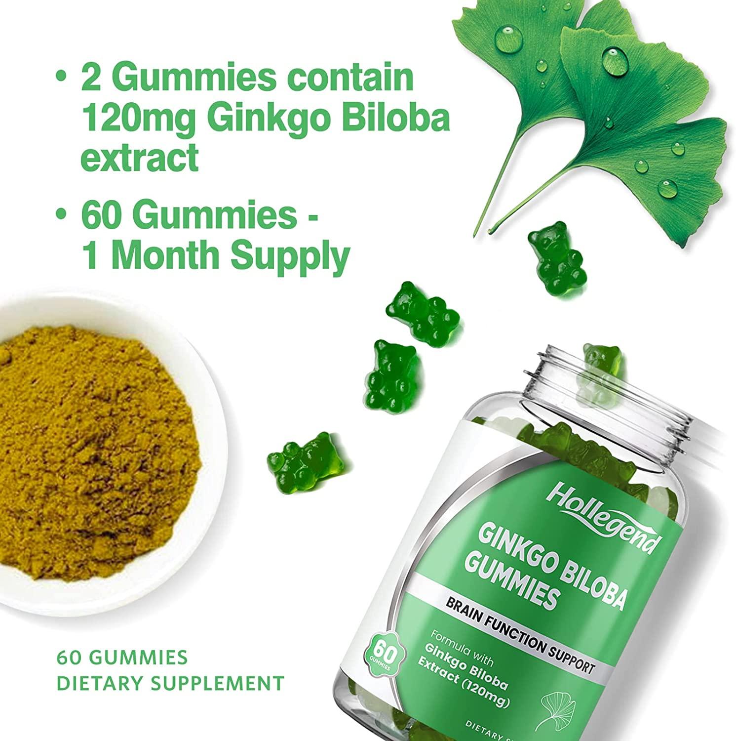 Ginkgo Biloba 120mg Gummies Organic Brain Boost & Blood Circulation