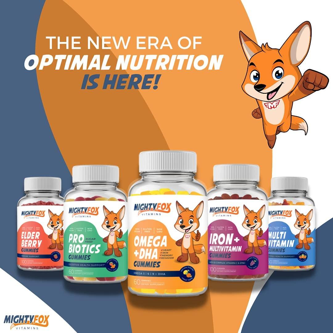 Vegan Omega 3 6 9 DHA Gummies for Kids with Vitamin C for Heart