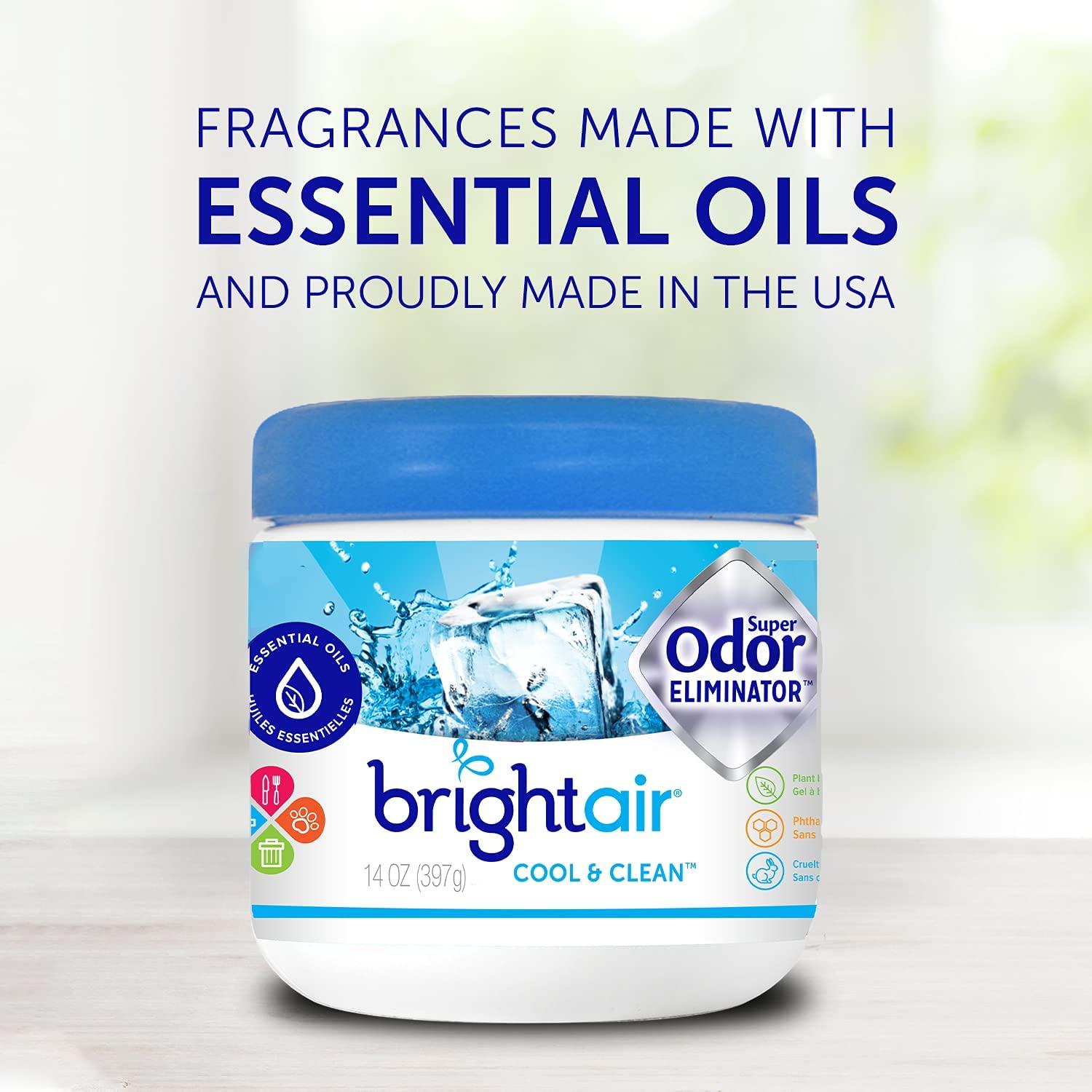 Bright Air Solid Air Freshener and Odor Eliminator, Cool and Clean Scent, 14 Oz Each, 6 Pack