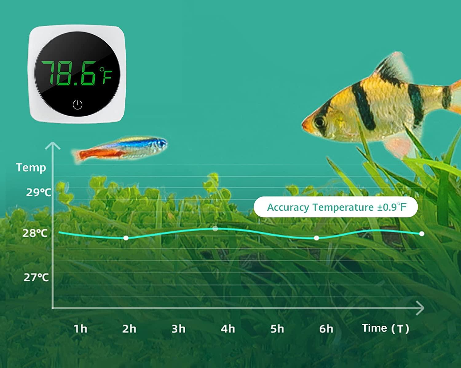 Digital Aquarium Thermometer, Fish Tank Thermometer with LED Disaplay